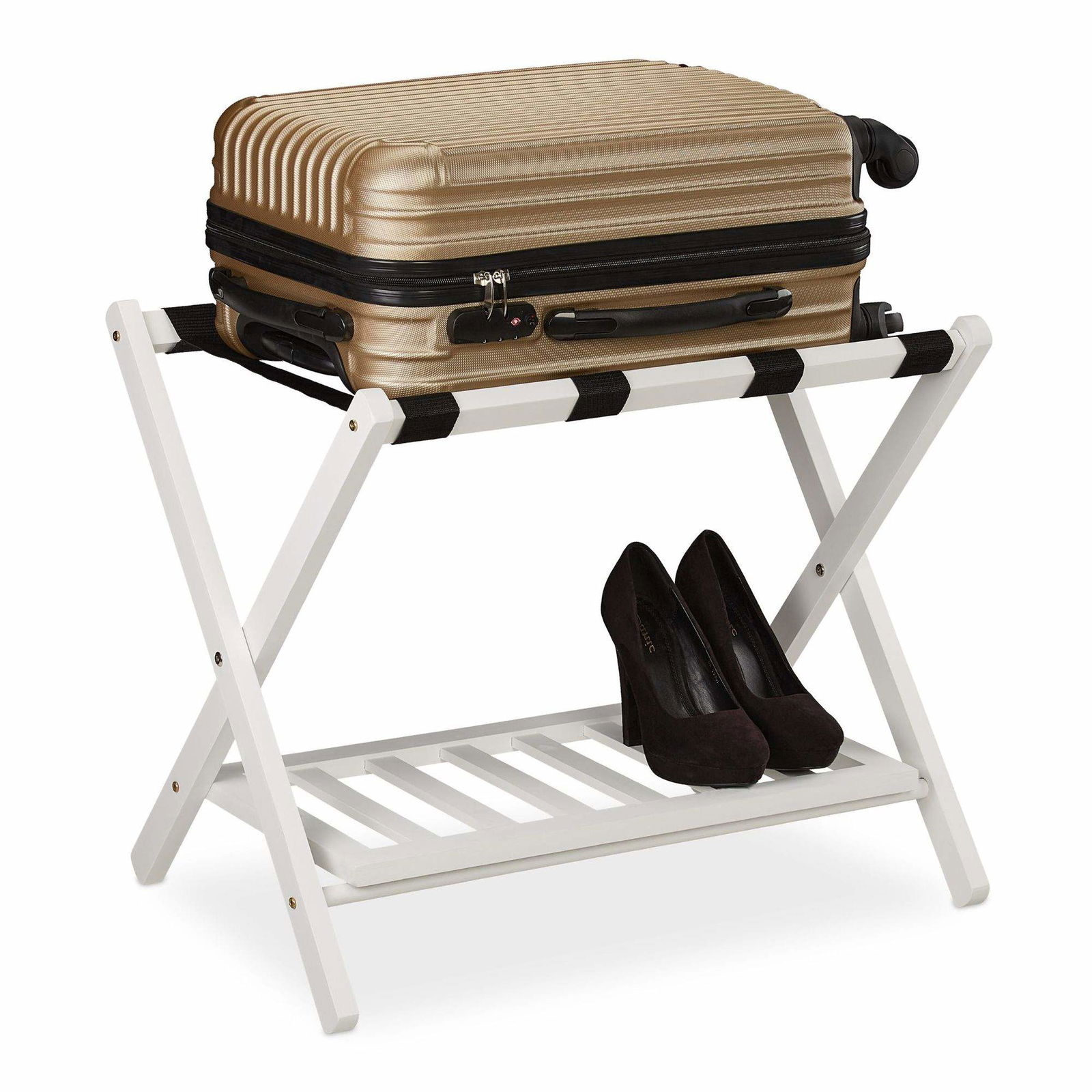 Træbagageholder sammenfoldelig med 2 stativer