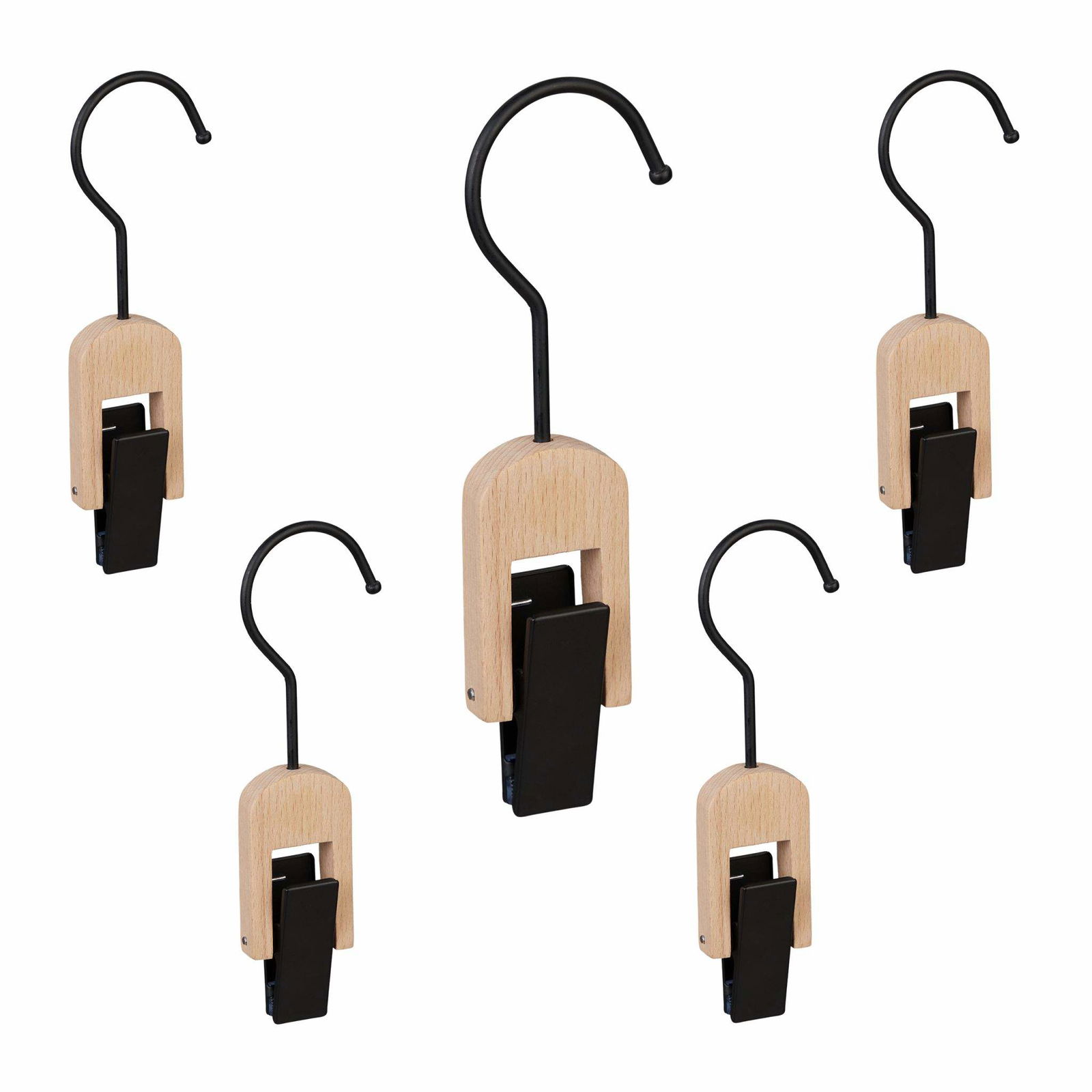 Sæt med 5 vasketøjskroge Sort