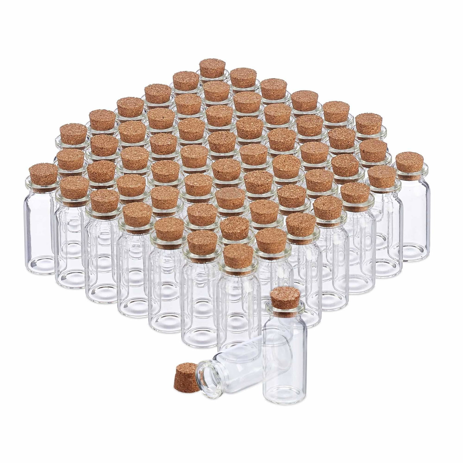 Mini glasflasker, korkprop 60p sæt
