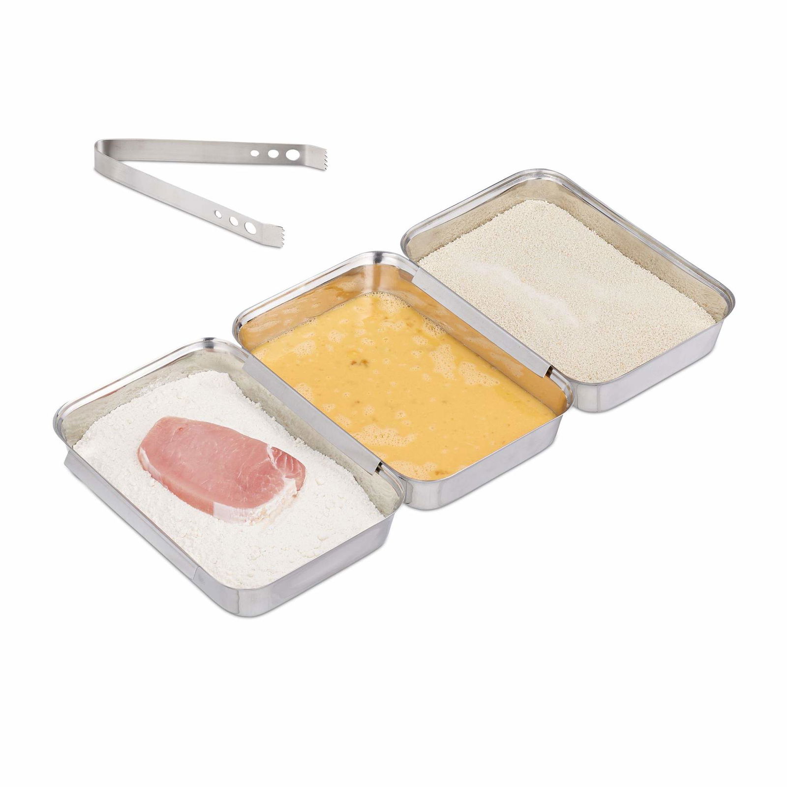 Paneringsbakkesæt i rustfrit stål