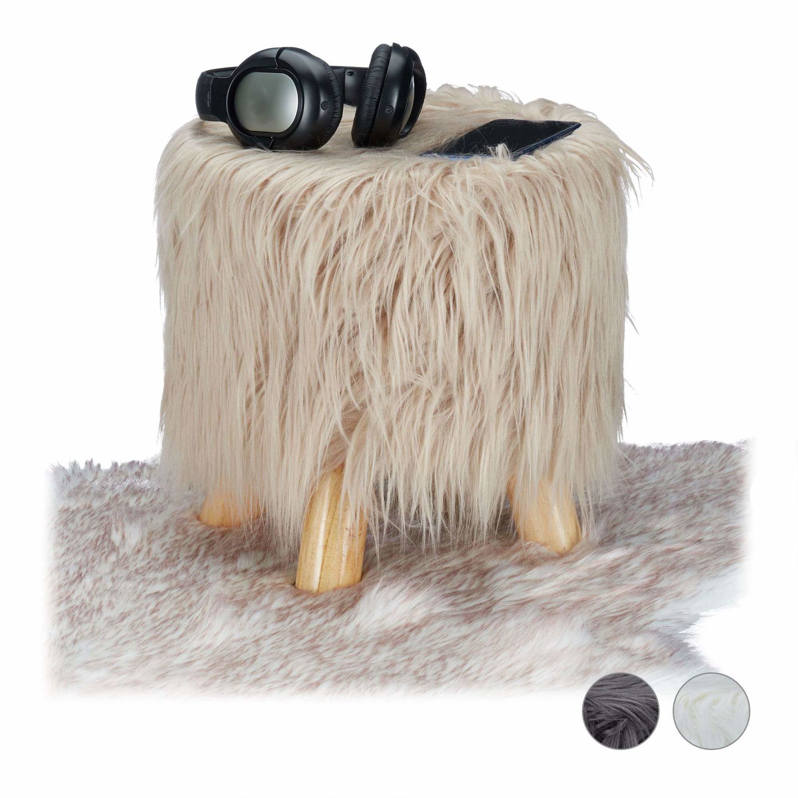 Fodskammel i imiteret pels