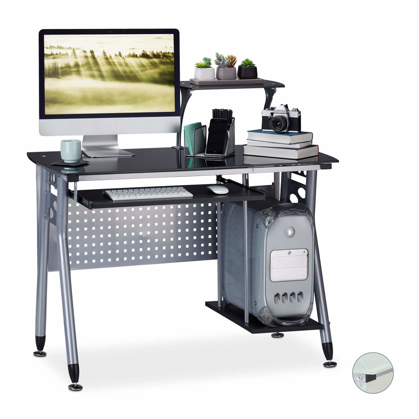 Computerbord med glasplade
