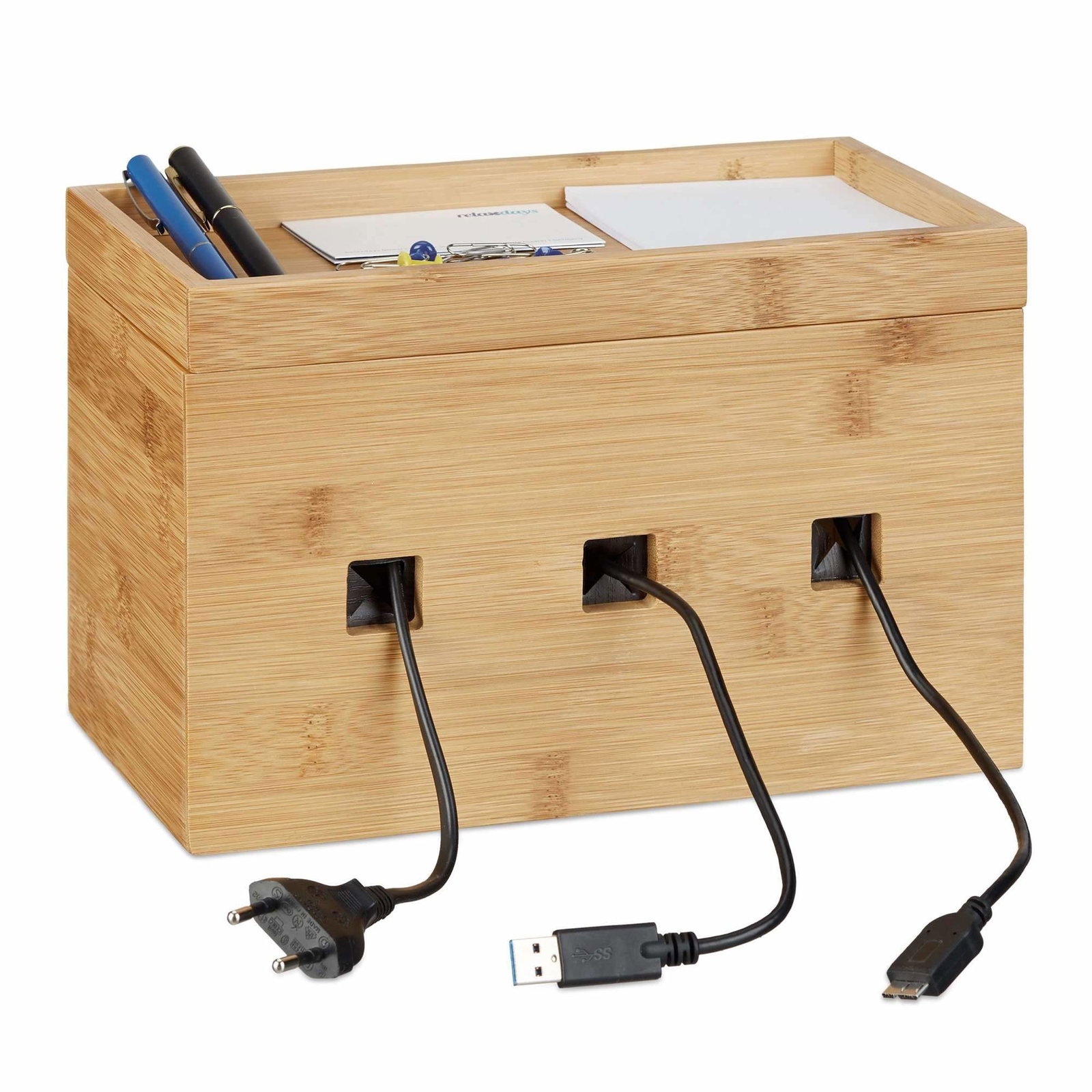 Kabelbox i bambu | Elektronik - Kablar & Adaptrar - Kablar | Pryloteket