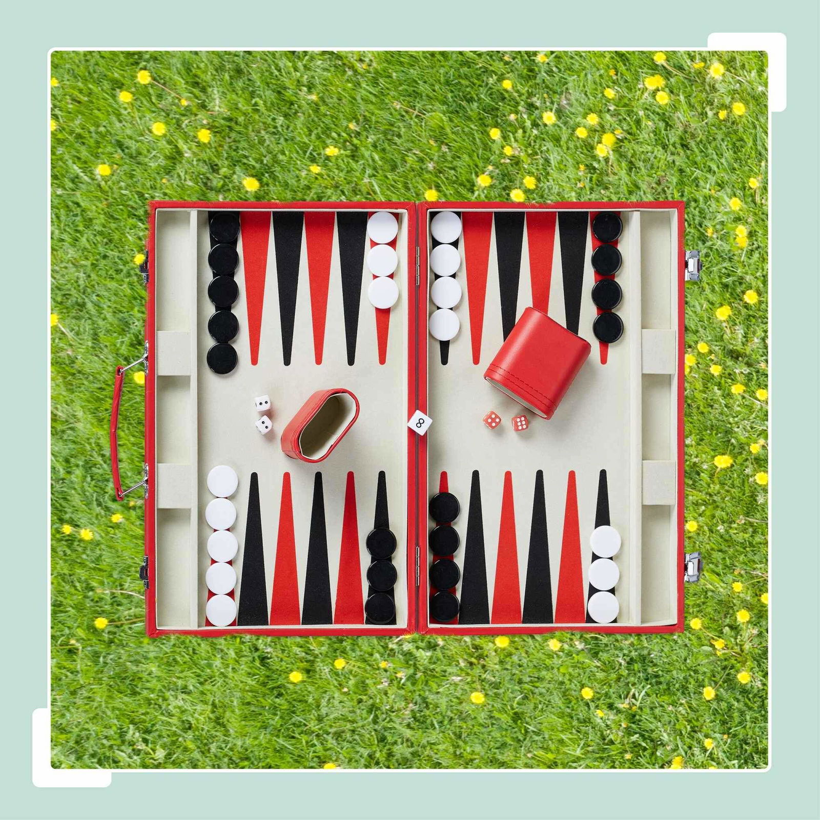 Rød backgammon taske