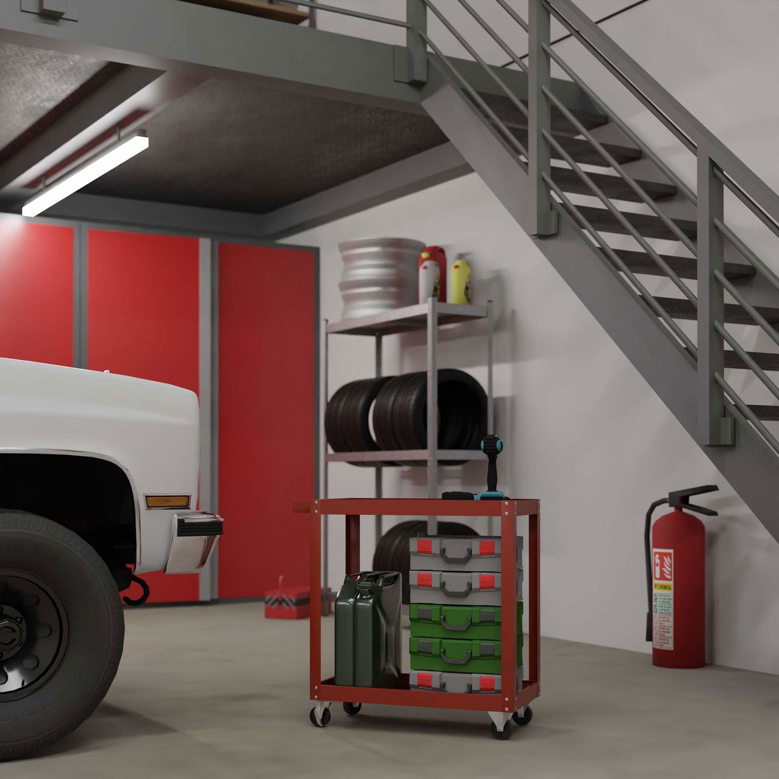 Værktøjsvogn med 2 hylder