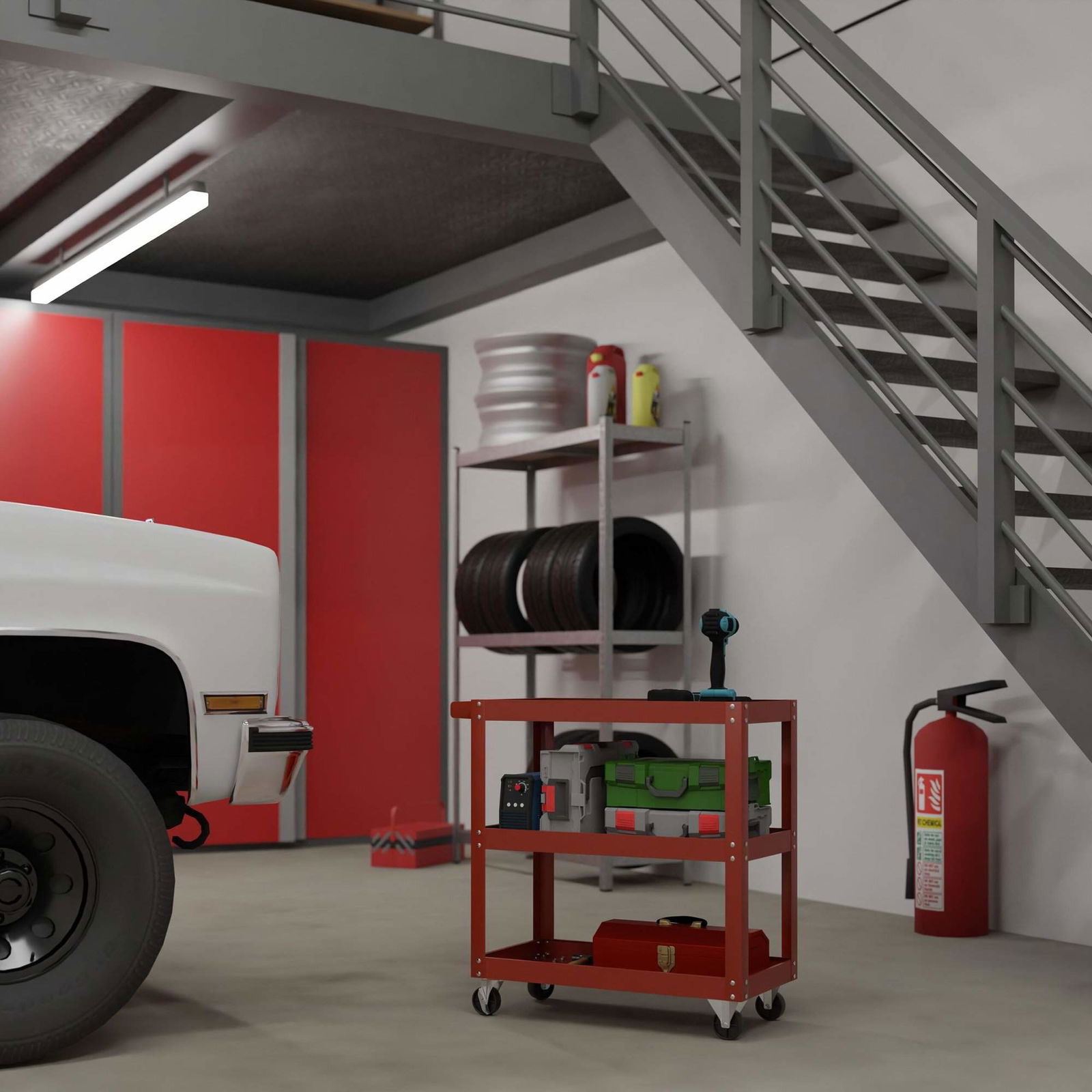 Værkstedsvogn med 3 hylder