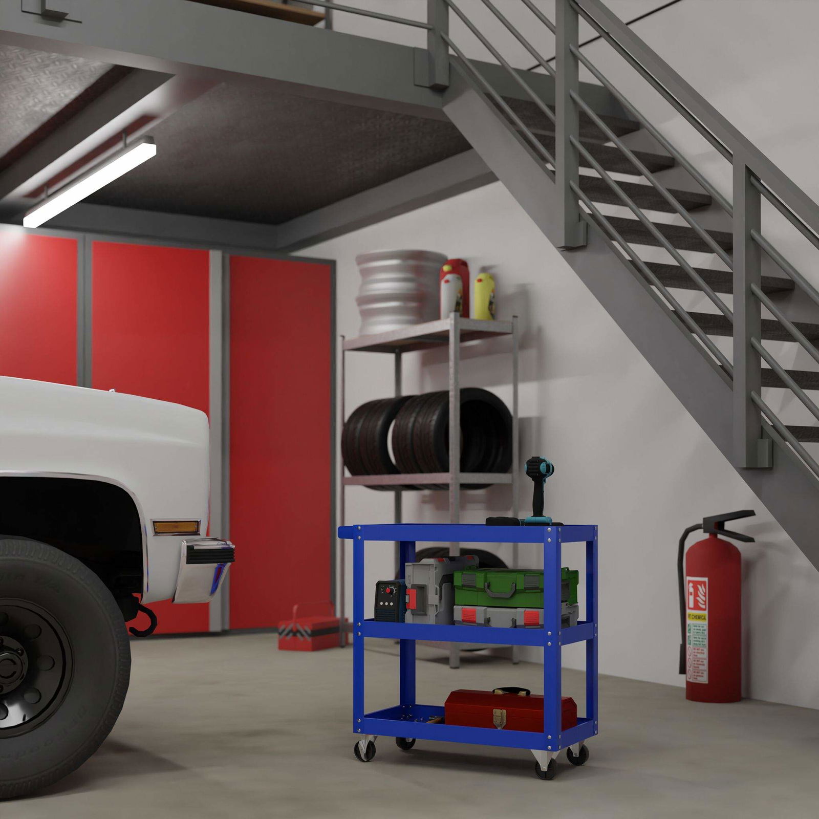 Værkstedsvogn med 3 hylder