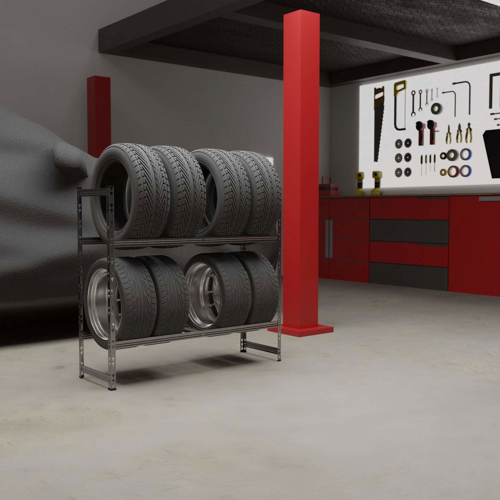 Dækstativ til 8 hjul