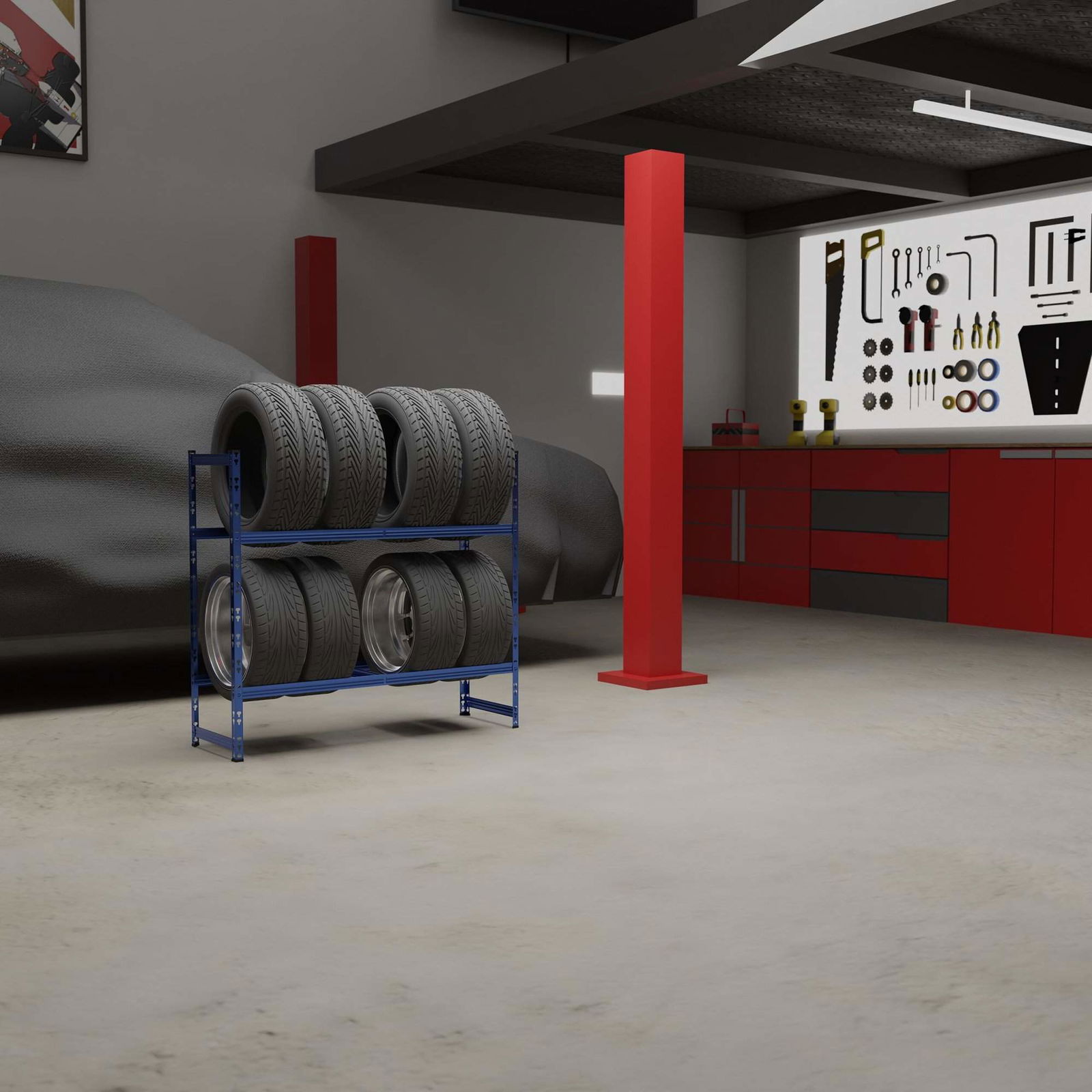 Dækstativ til 8 hjul