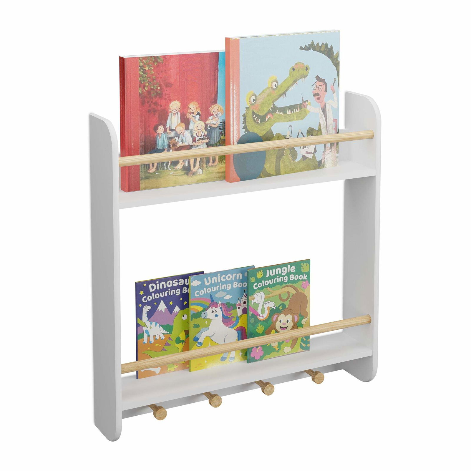 Barnhylla 2 hyllor och 4 krokar | Leksaker & Spel - Leksaker - Merchandise - Samlarföremål | Pryloteket