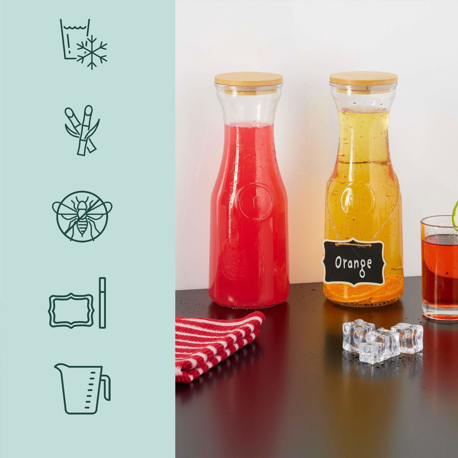 Vandkaraffel med låg i sæt