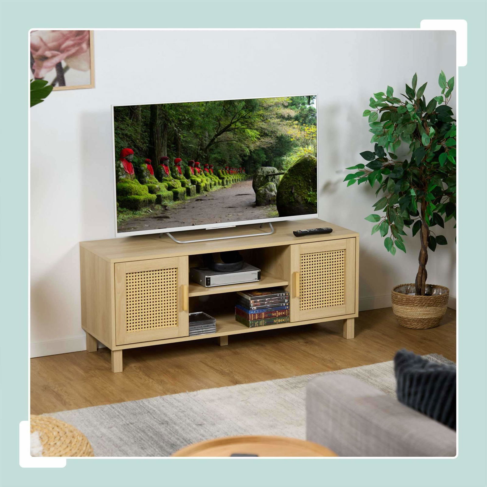 TV stativ i rattan design