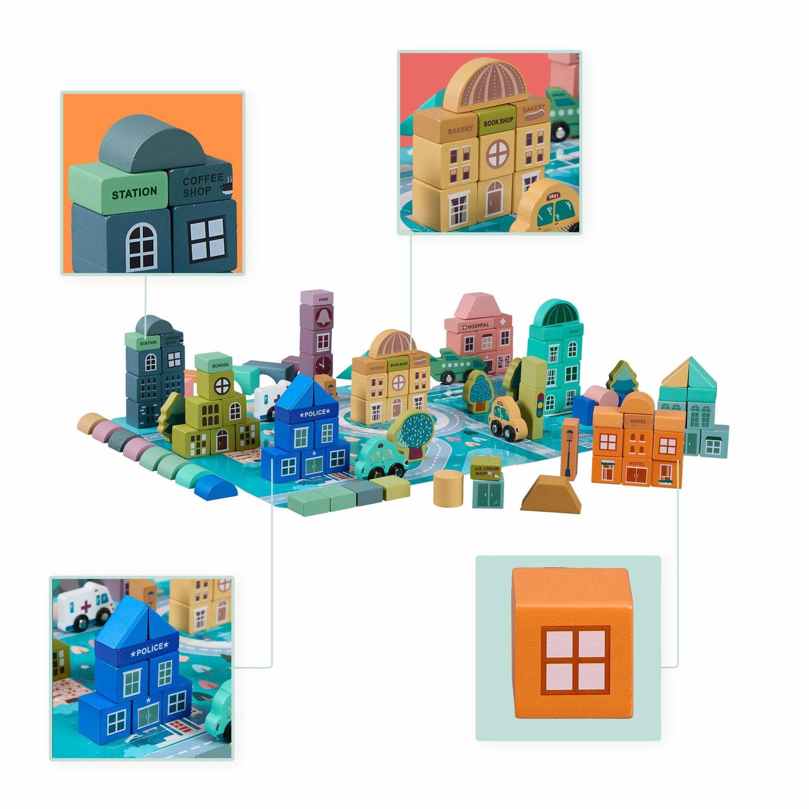 Uppsättning av trä byggstenar City | Leksaker & Spel - Leksaker | Pryloteket