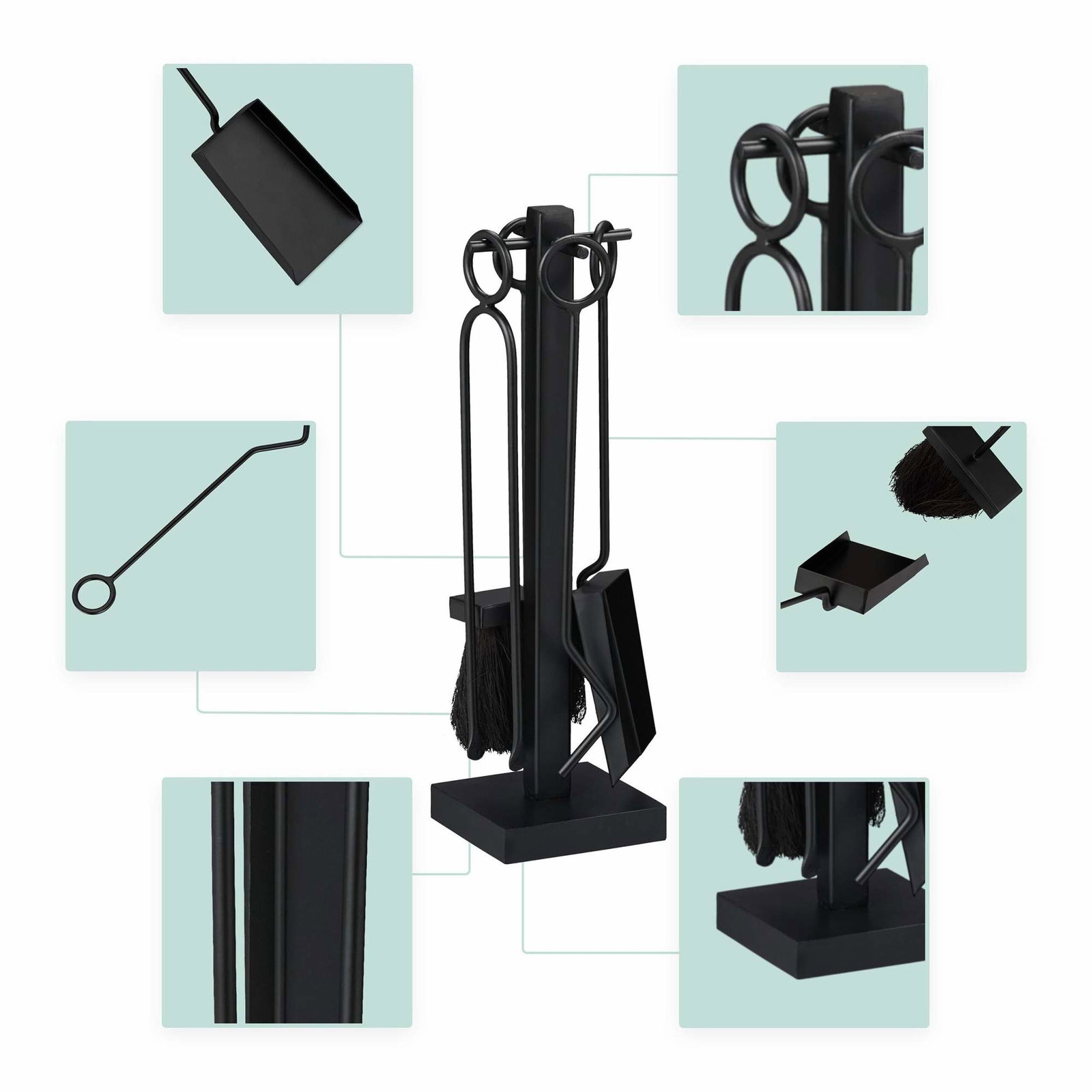 5-delat svart eldstadsset | Elektronik - Tillbehör Mobil & Surfplatta - Mobiltillbehör - Mobilkablar - Tillbehör | Pryloteket