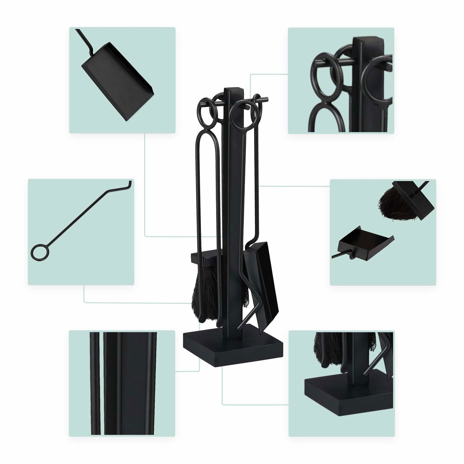 5-delt sort pejsesæt