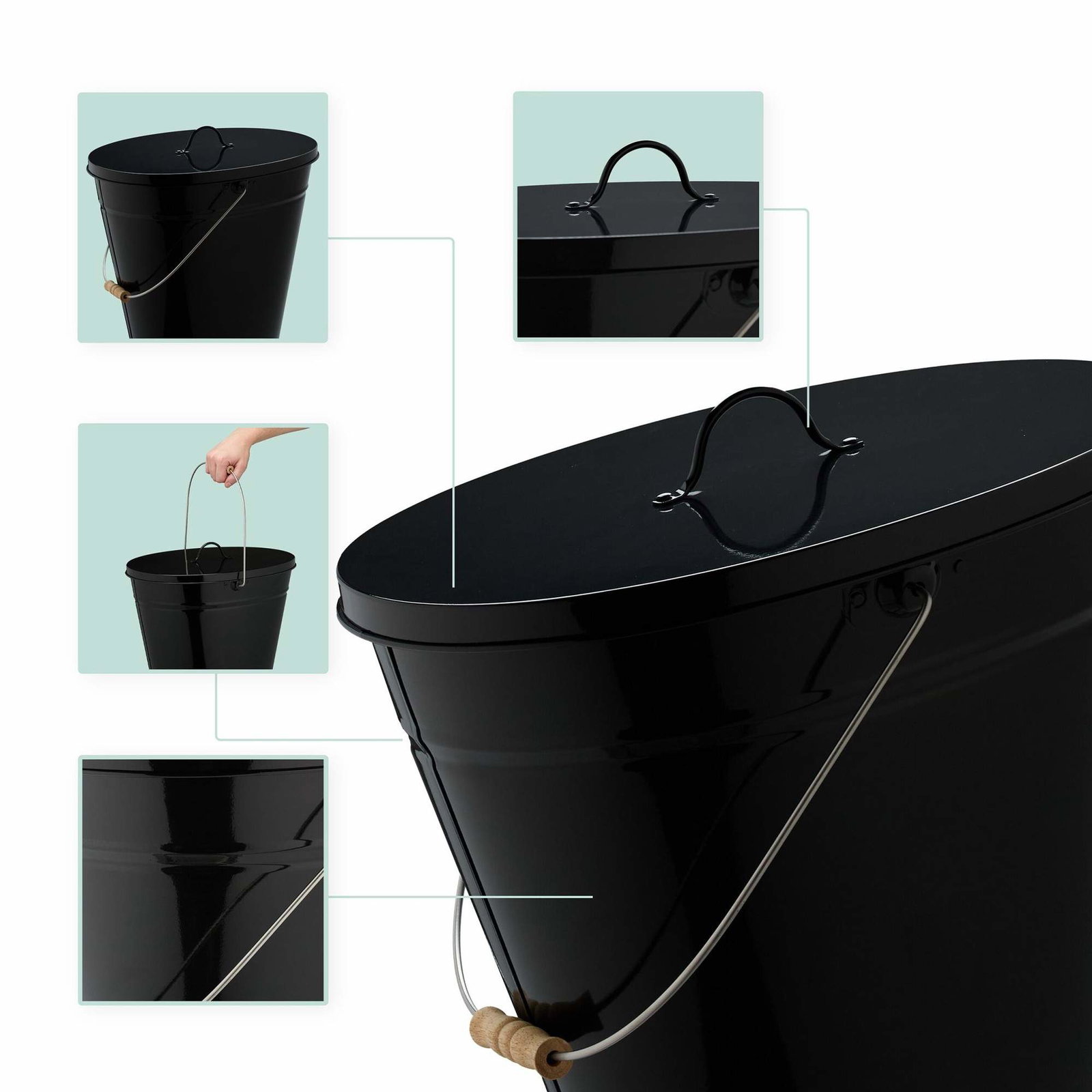 Askfat med lock 18,5 L | Elektronik - Tillbehör Mobil & Surfplatta - Mobiltillbehör - Mobilkablar - Tillbehör | Pryloteket