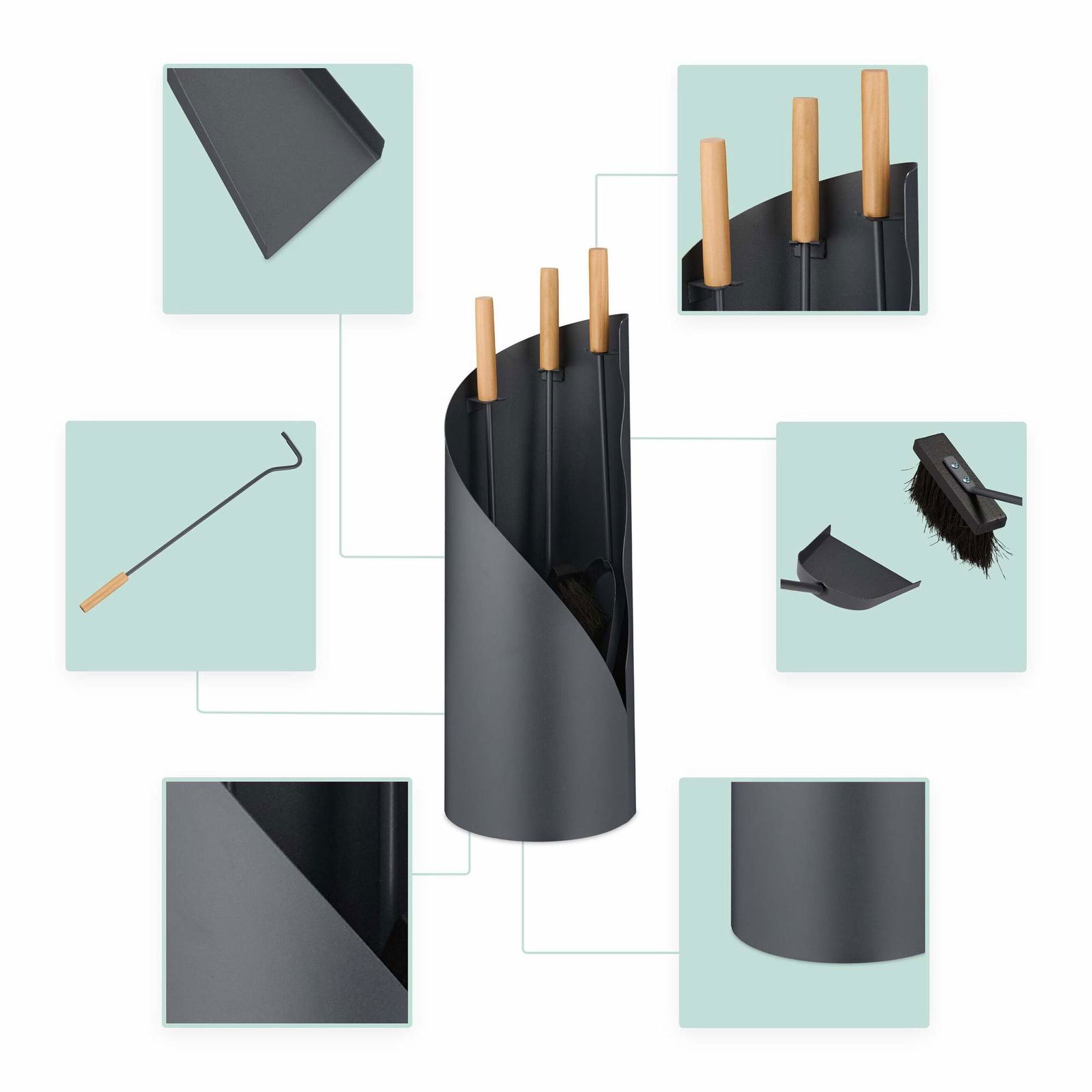 4-delt komfursæt med stativ