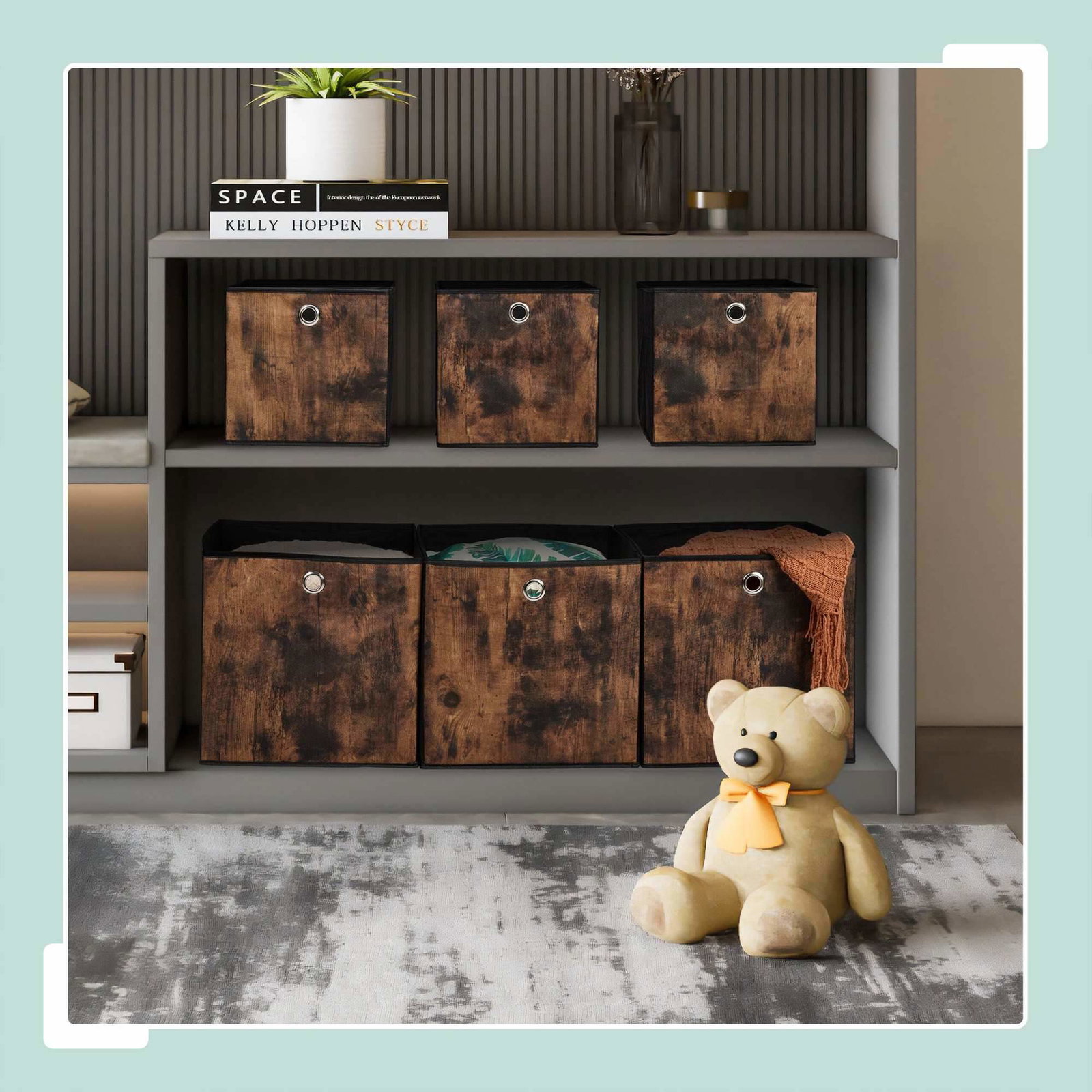 Förvaringslåda i tyg med trälook, 6-pack | Leksaker & Spel - Leksaker | Pryloteket