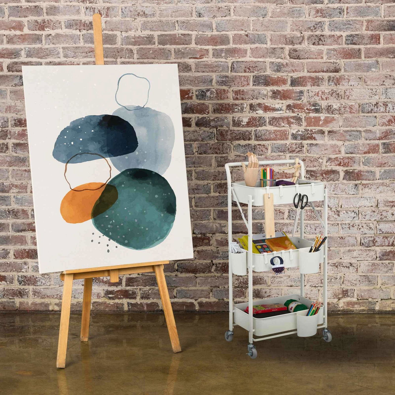 Sammenklappelig vogn med 3 hylder