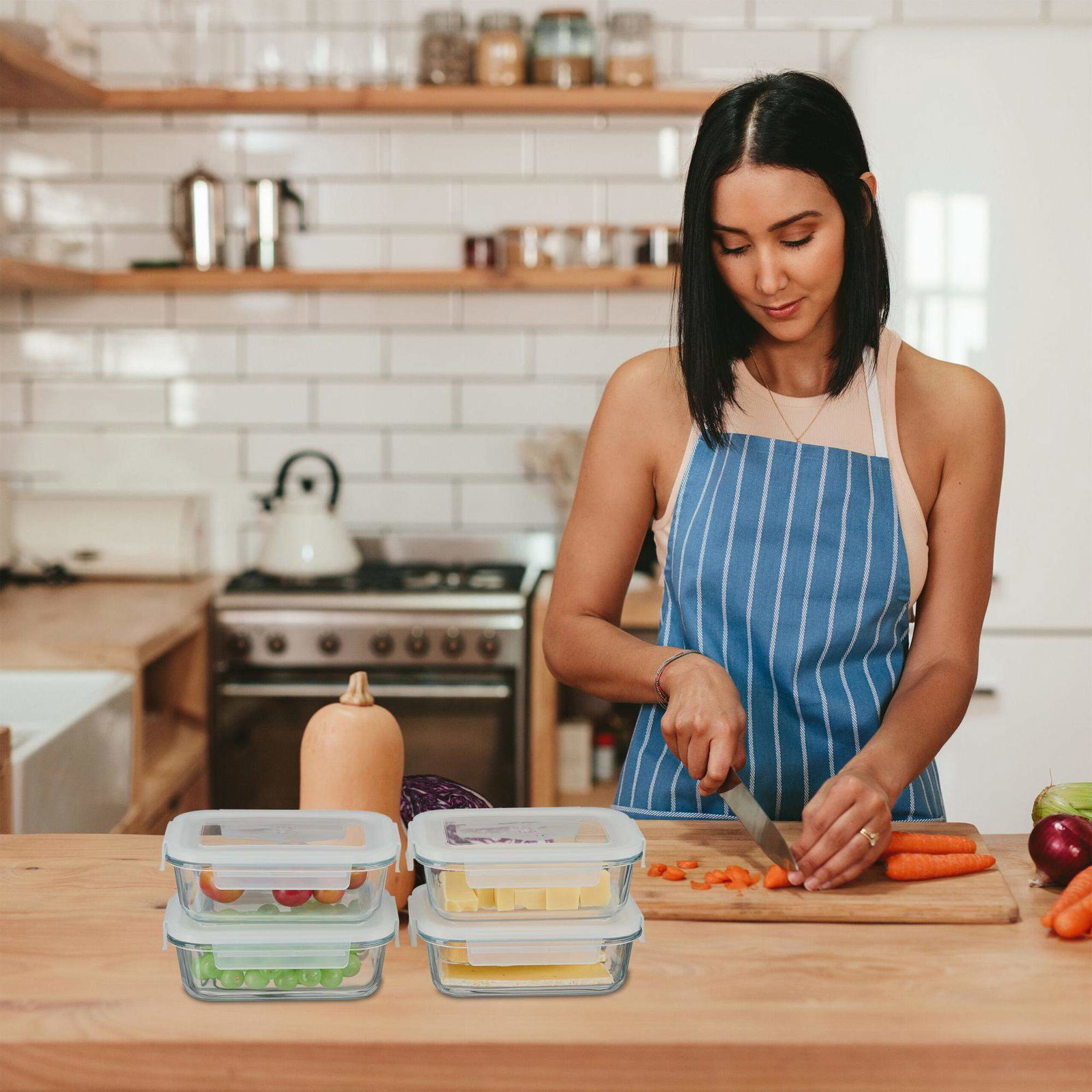Glasburkar med lock i ett set | Hem & Hobby - Hem & Hushåll - Kök - Köksförvaring - Förvaringsburkar | Pryloteket
