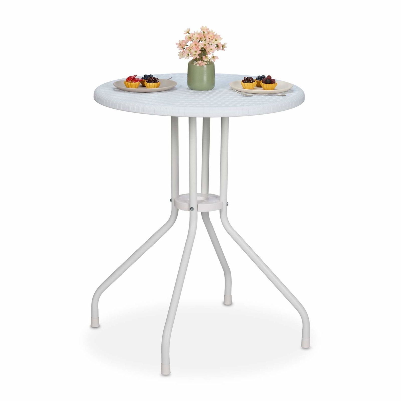 Rundt havebord i rattan look