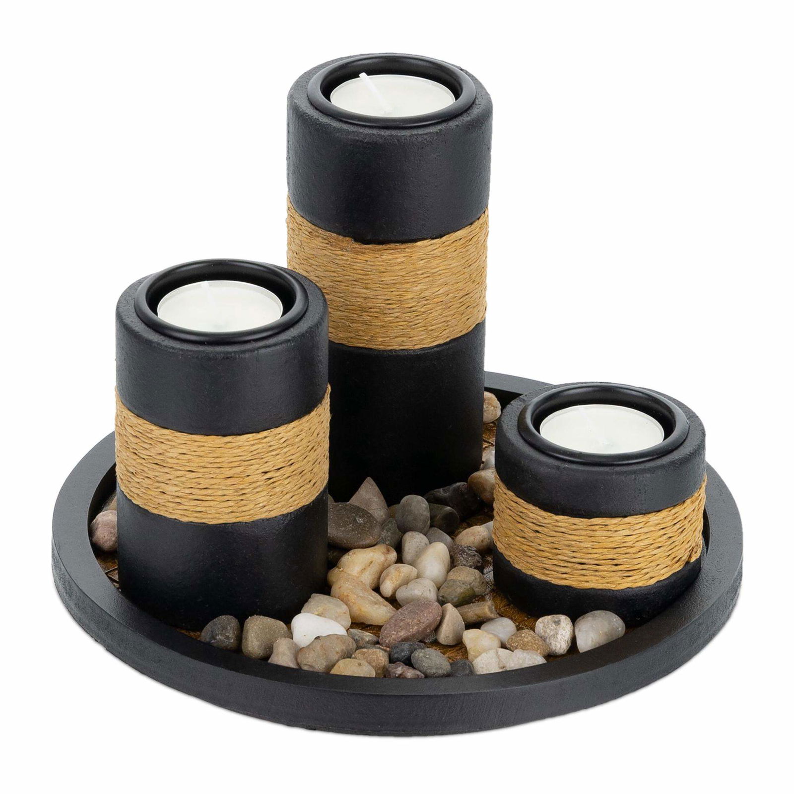 Fyrfadsstage med bakke & sten