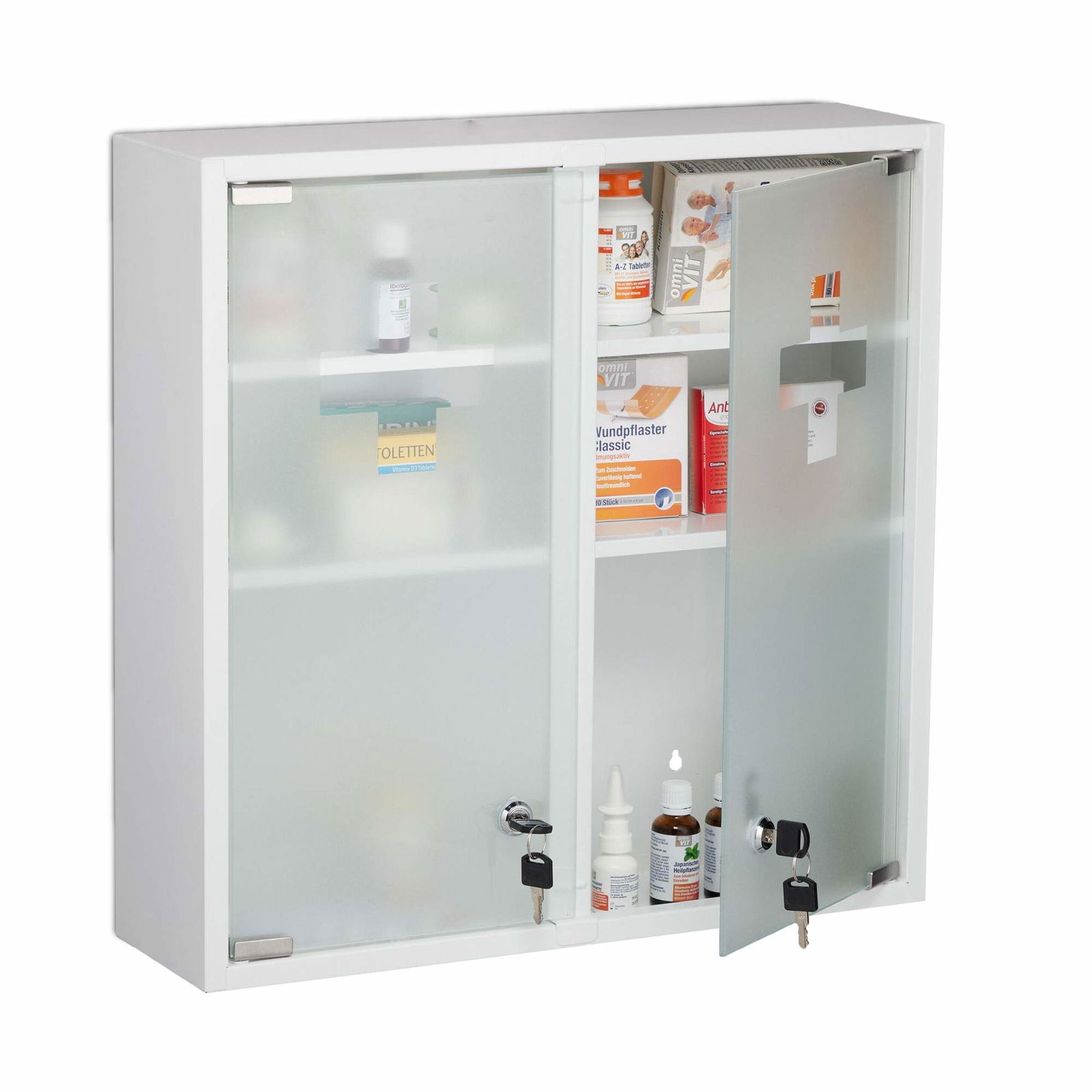 Låsbart medicinskab med dobbeltdøre