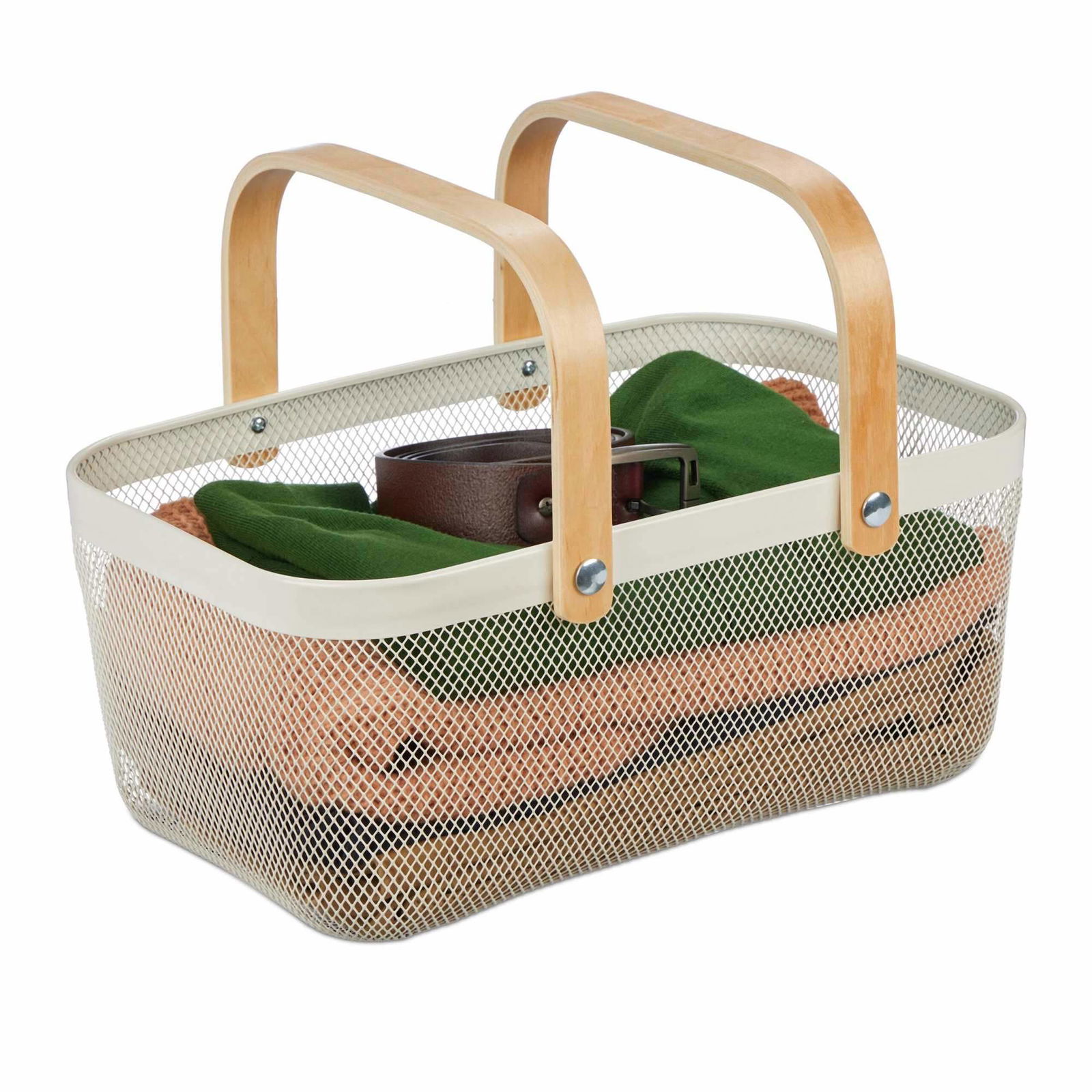 Firkantet trådkurv med håndtag