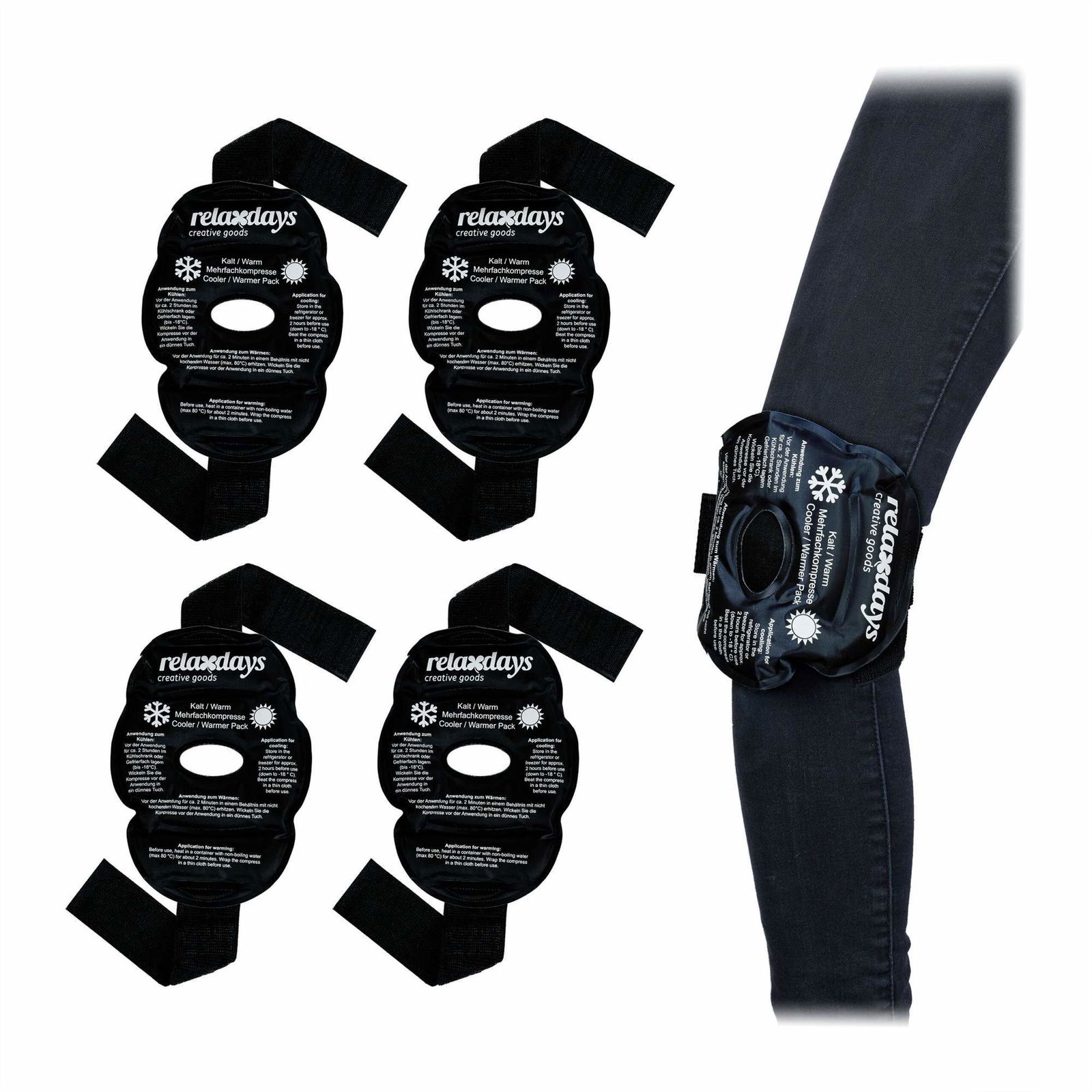 sæt med 4 knæbeskyttere i sort