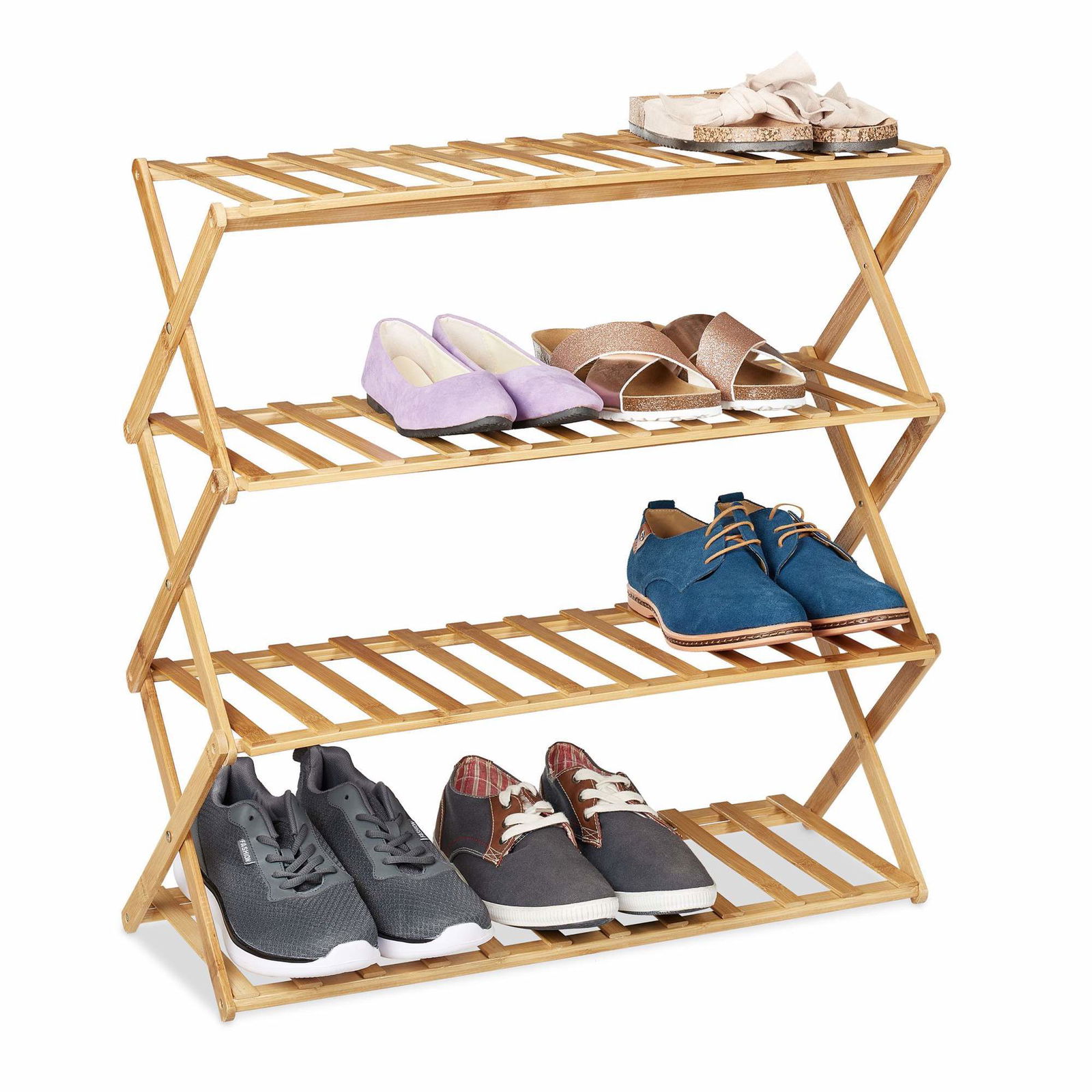 Sammenfoldelig skohylde af bambus