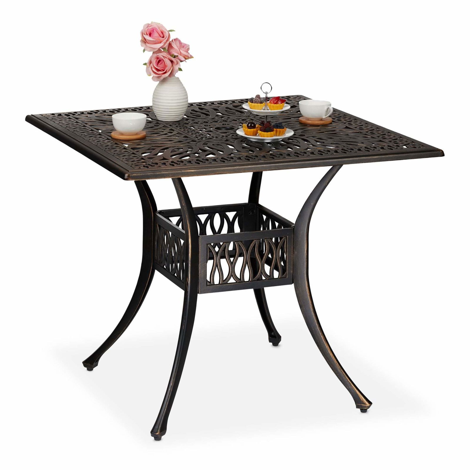 Firkantet havebord med paraplyhul