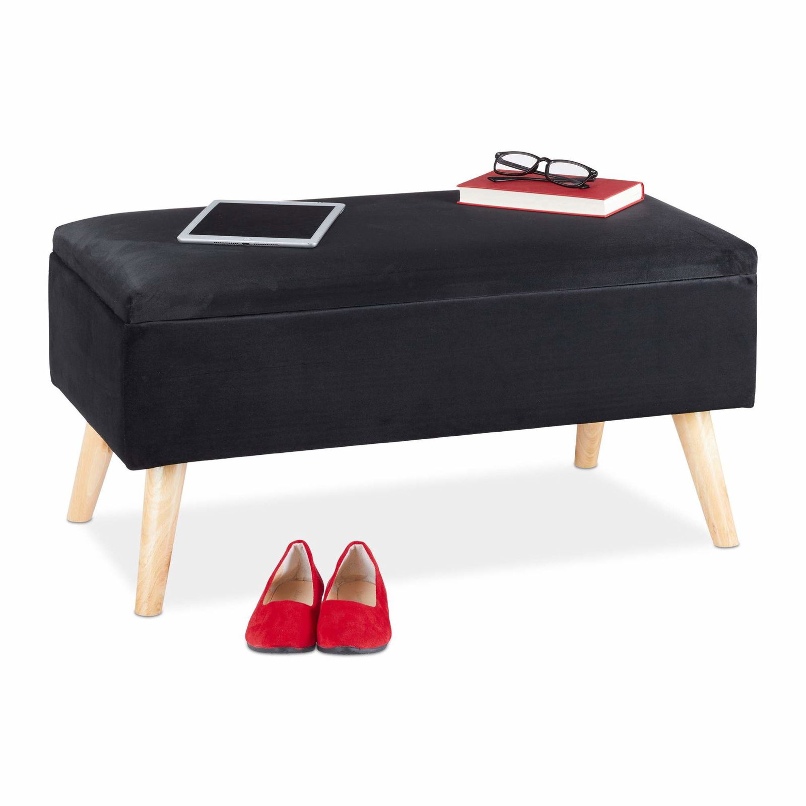 Opbevaringsbænk i fløjl