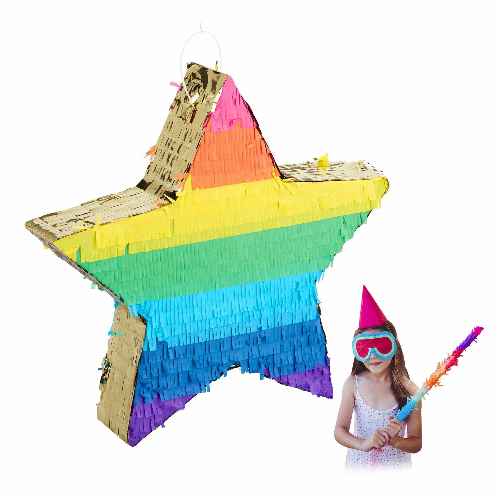 Pinata stjerne farverig/guld