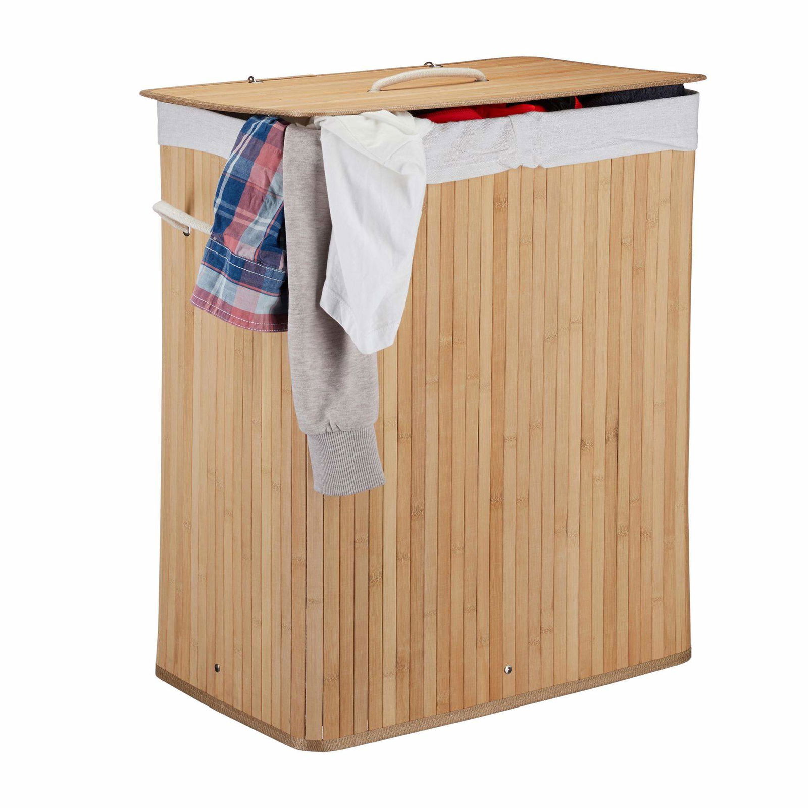 Bambus vasketøjskurv med 2 rum