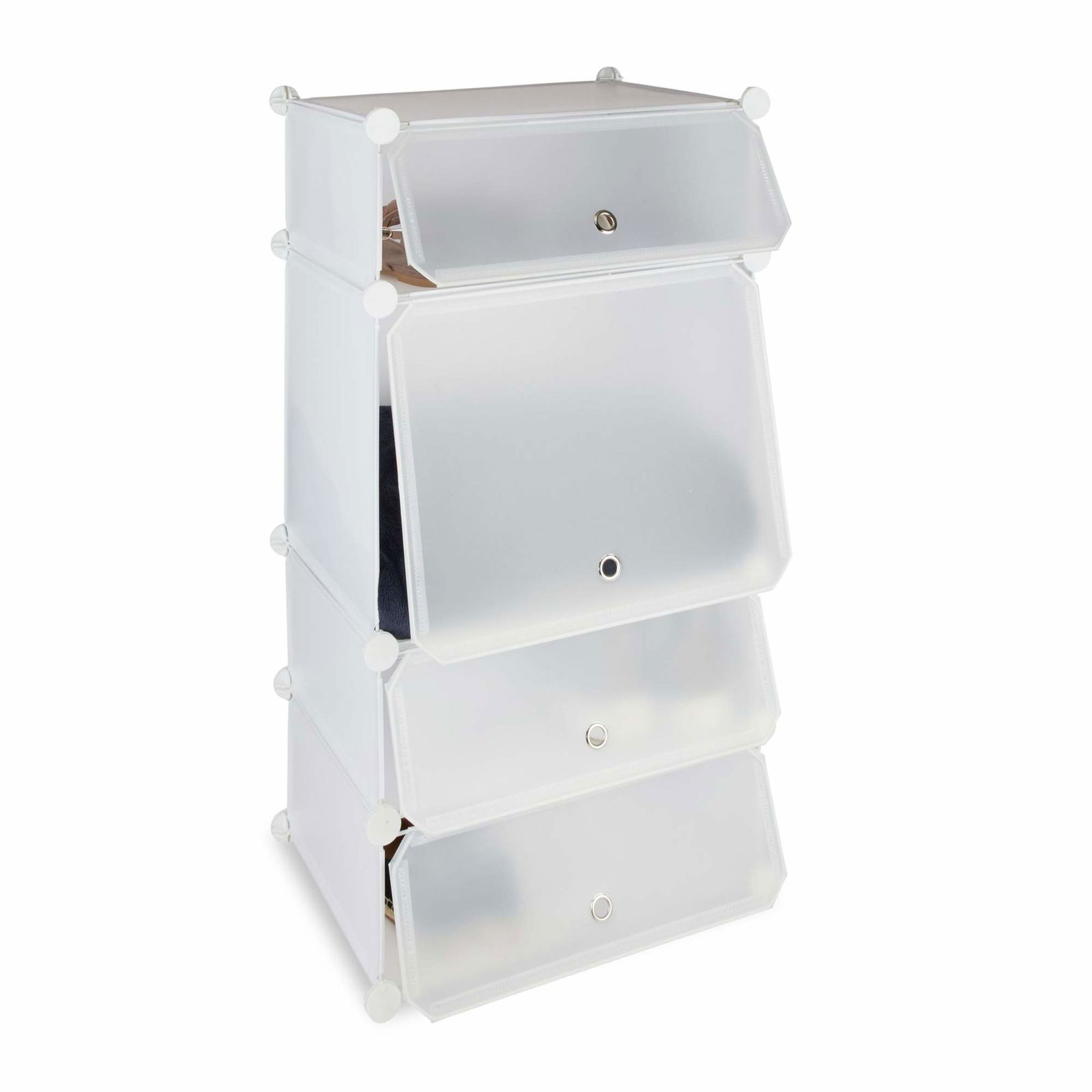 Skohylde i plast med 4 rum