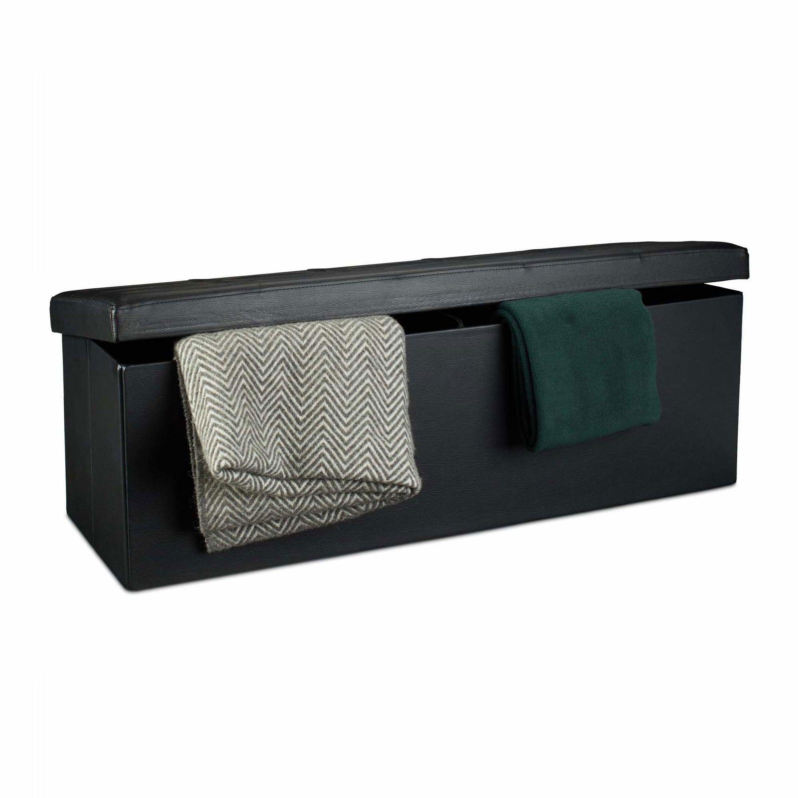 Sammenklappelig opbevaringsbænk i kunstlæder