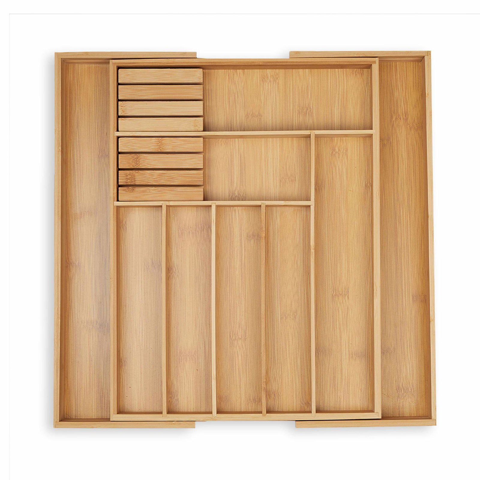 Udtrækkelig bambus bestikbakke