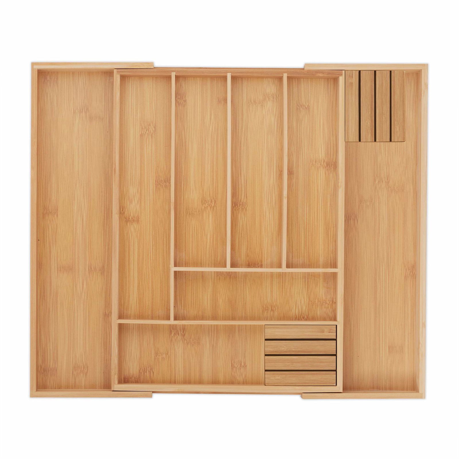 Udtrækkelig bambus bestikbakke