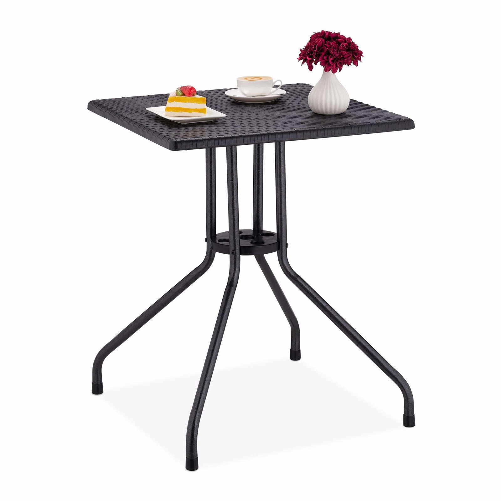 Havebord i sort rattan look