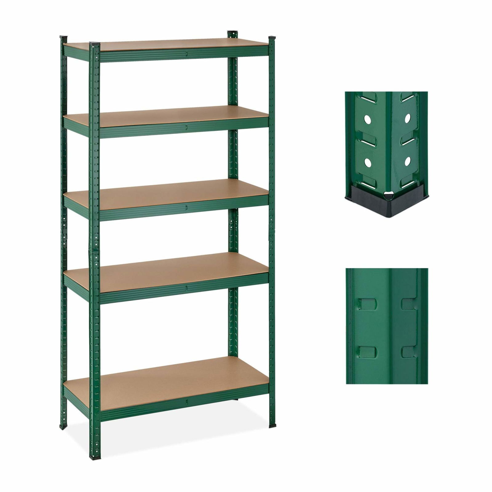Grønne robuste hylder med 5 niveauer