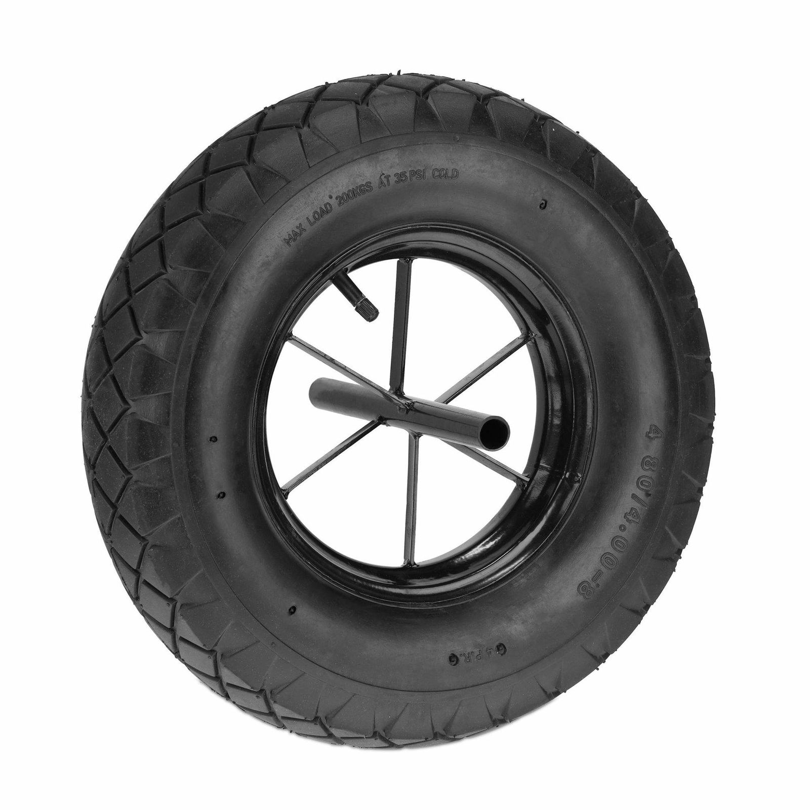 Hjul til trillebør 4,80 4,00-8 med aksel