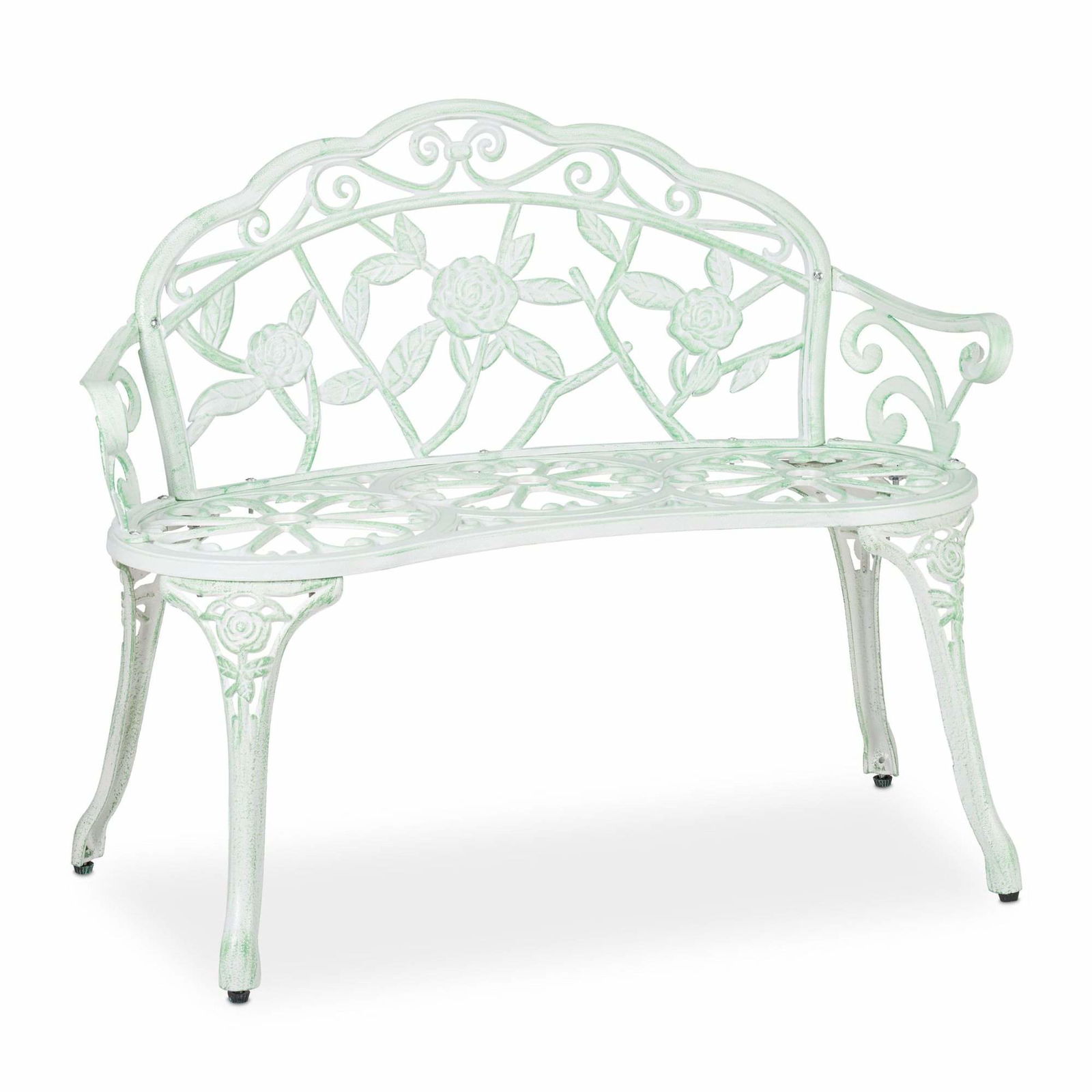 Havebænk grønlig hvid med roser