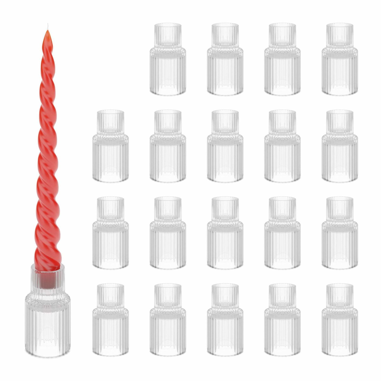 Lysestage i glas 20-pak