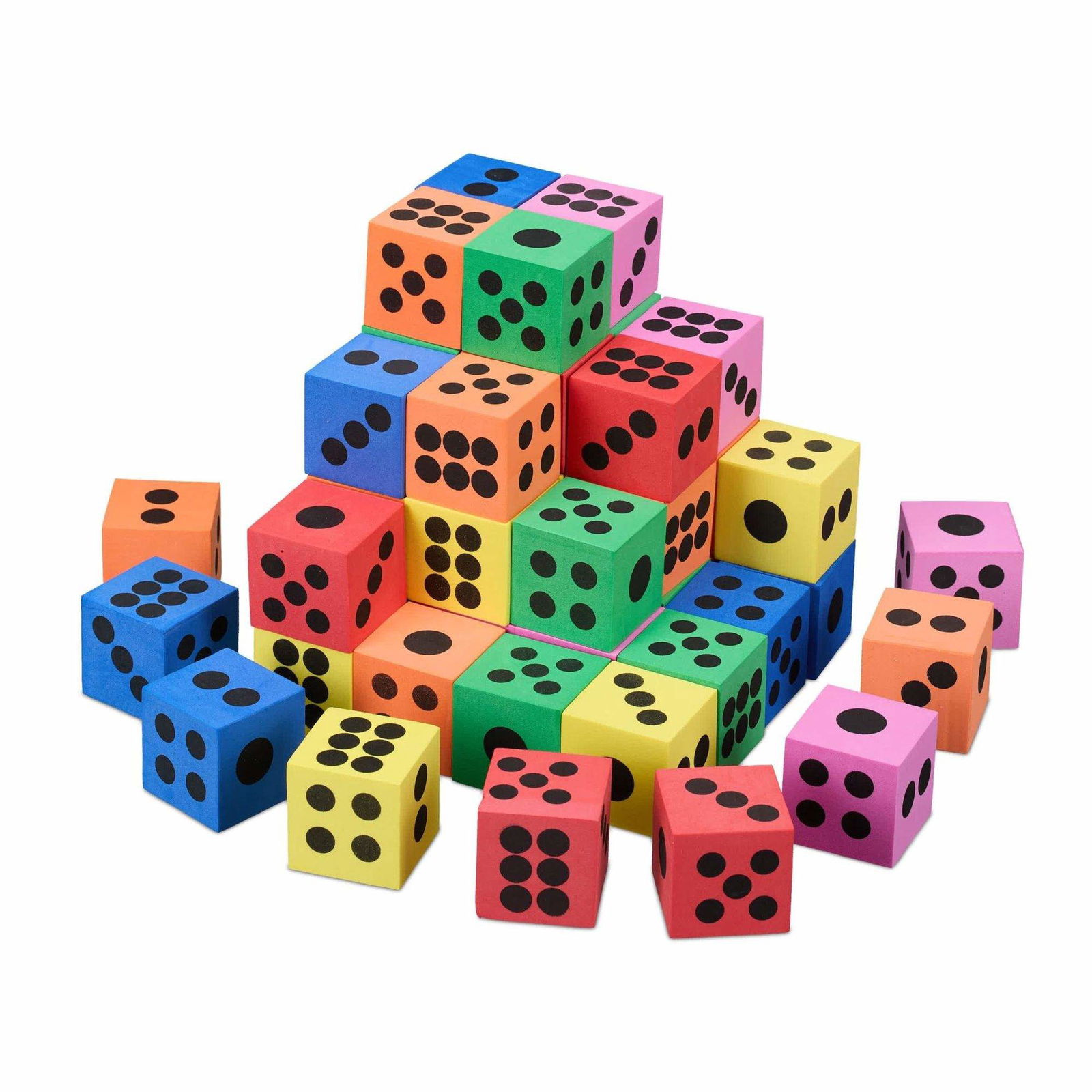 Farverige bløde terninger 48-pak