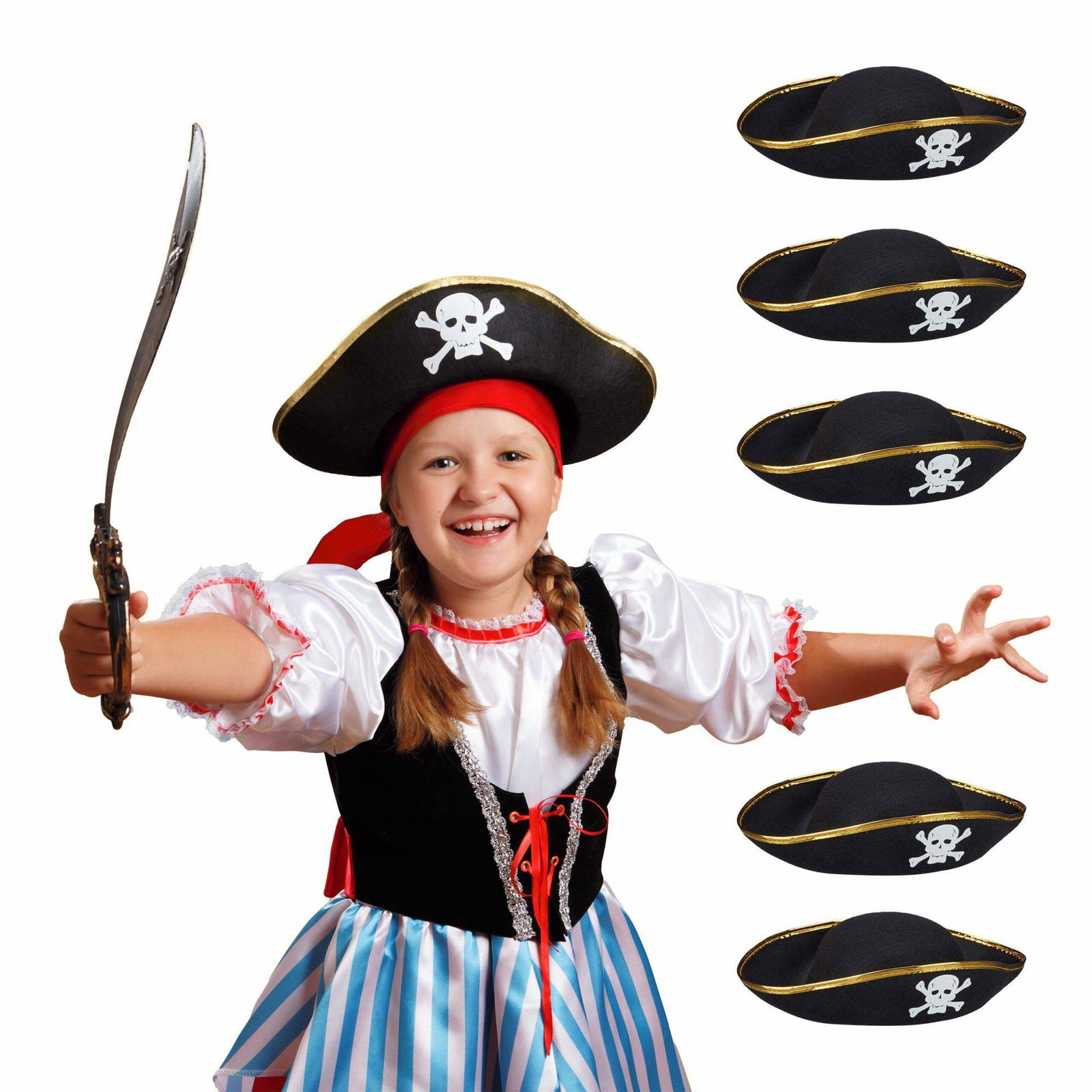 Piratmössa för barn, 6-pack | Mode & Accessoarer - Accessoarer - Kostymtillbehör | Pryloteket
