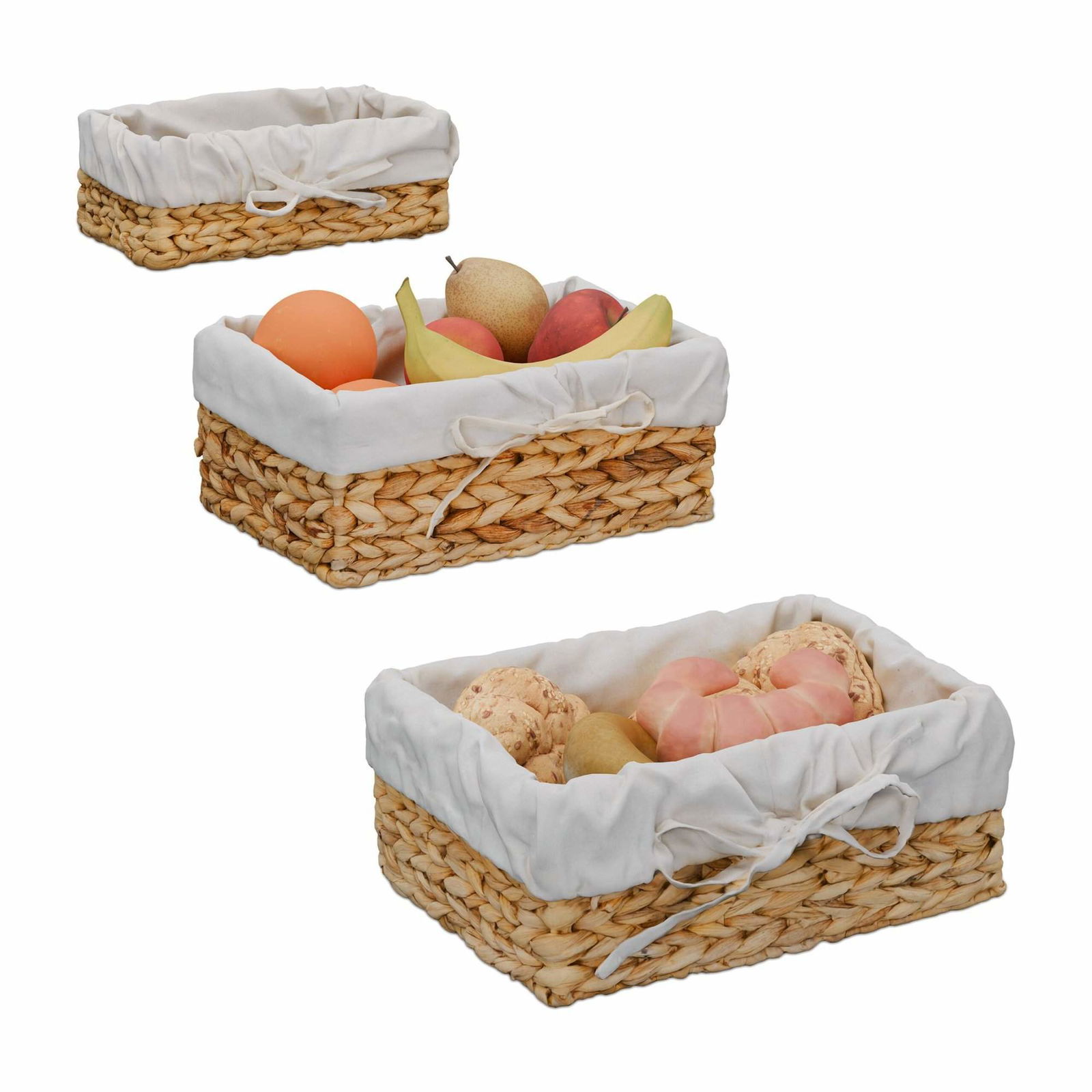 sæt med 3 brødkurve med bomuldsindsats