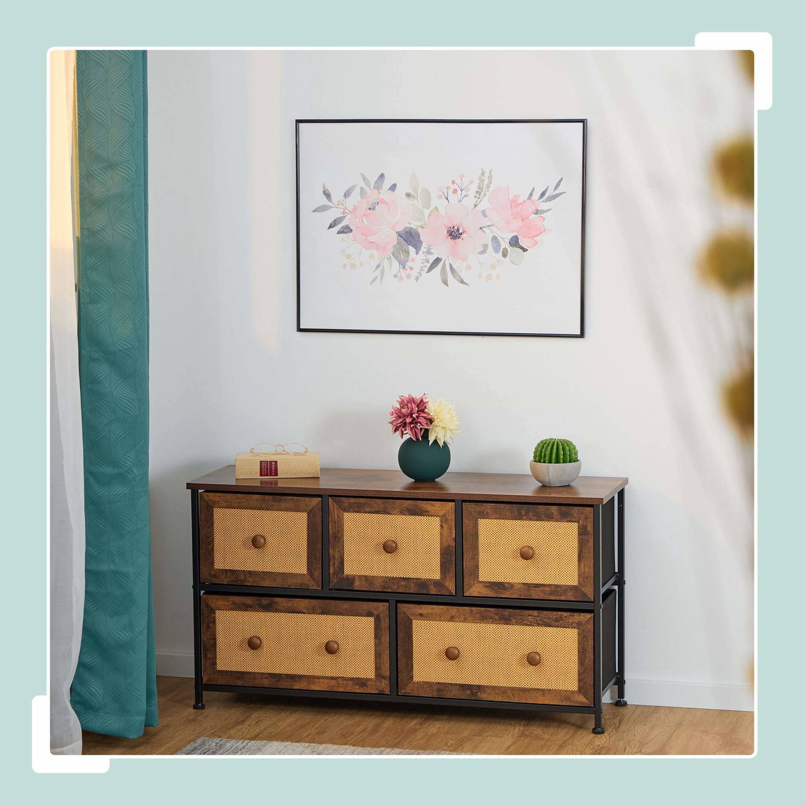 Byrå med 5 lådor i rottinglook | Mode & Accessoarer - Accessoarer | Pryloteket