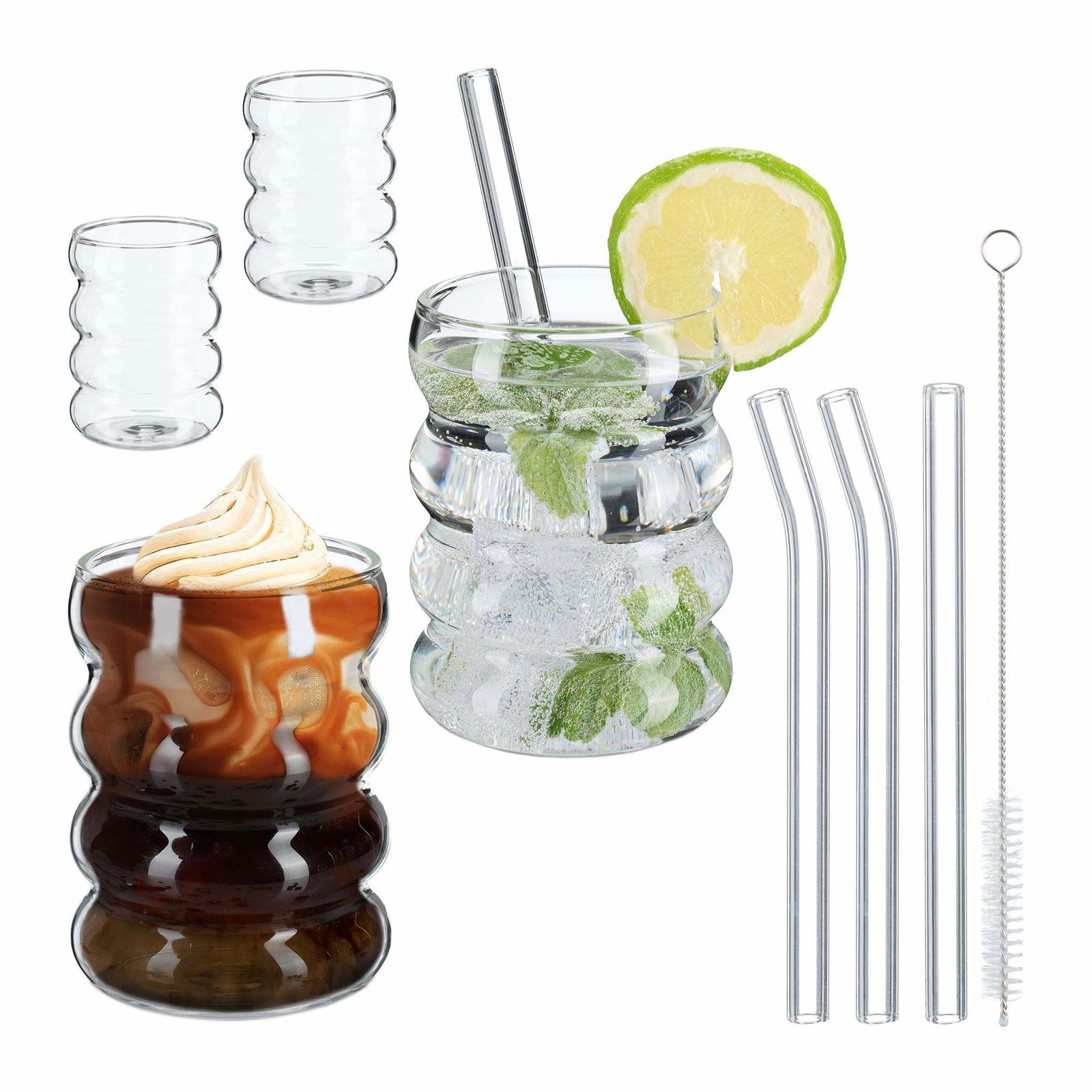 Drikkeglas i bølgeform 4-pak