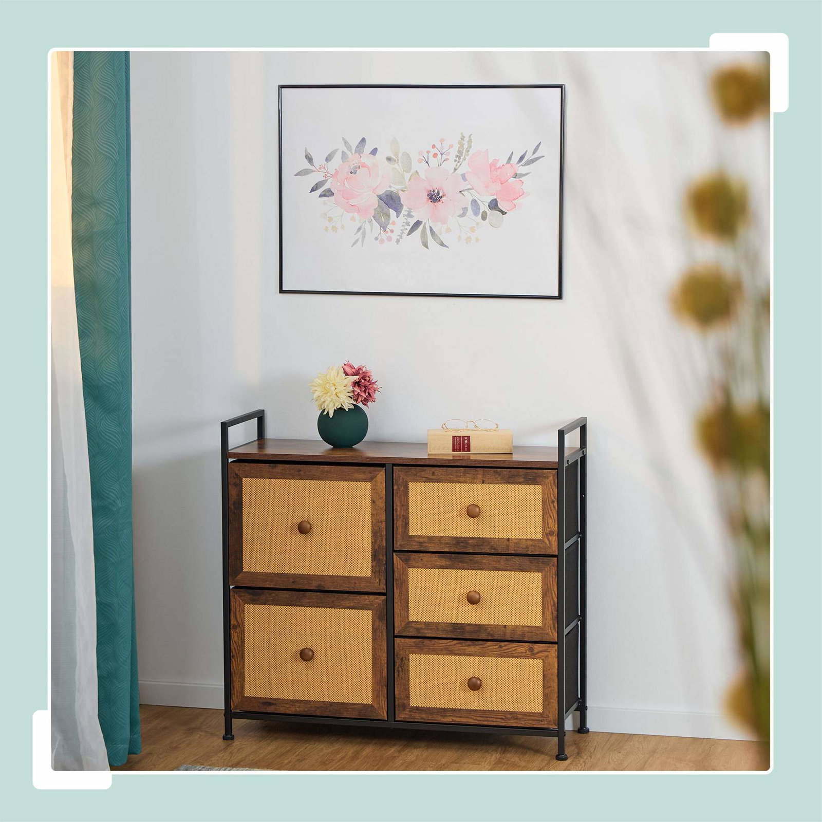 Byrå med 5 lådor i rottinglook | Mode & Accessoarer - Accessoarer | Pryloteket