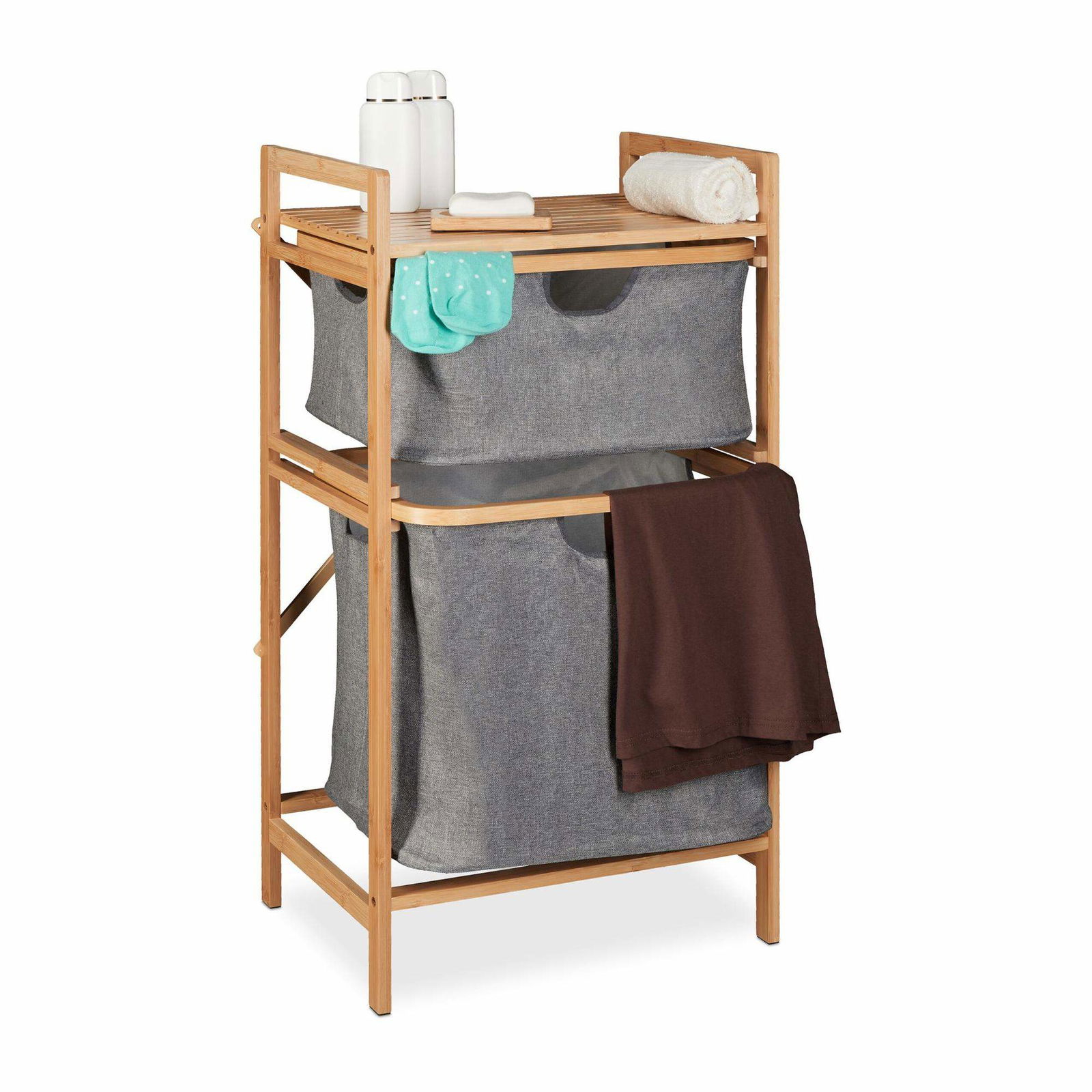 Vasketøjskurvstativ med 2 rum